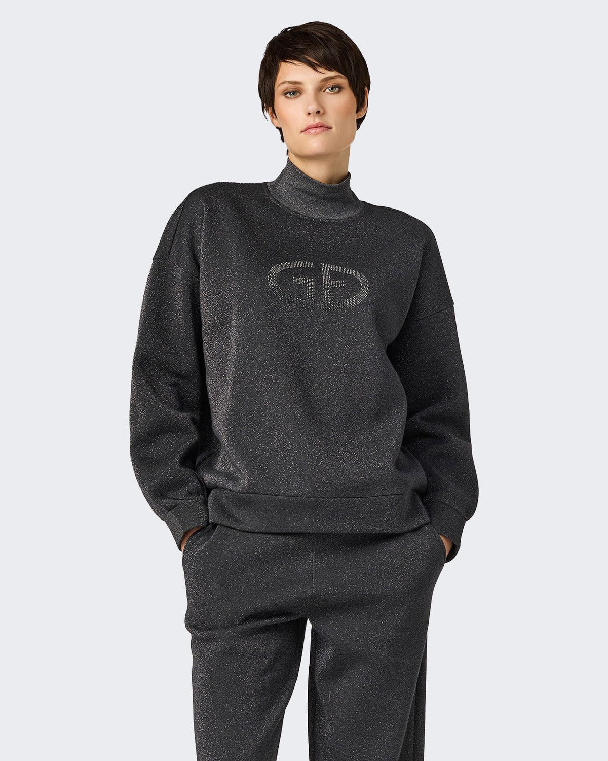 Women's Sweater met col Black