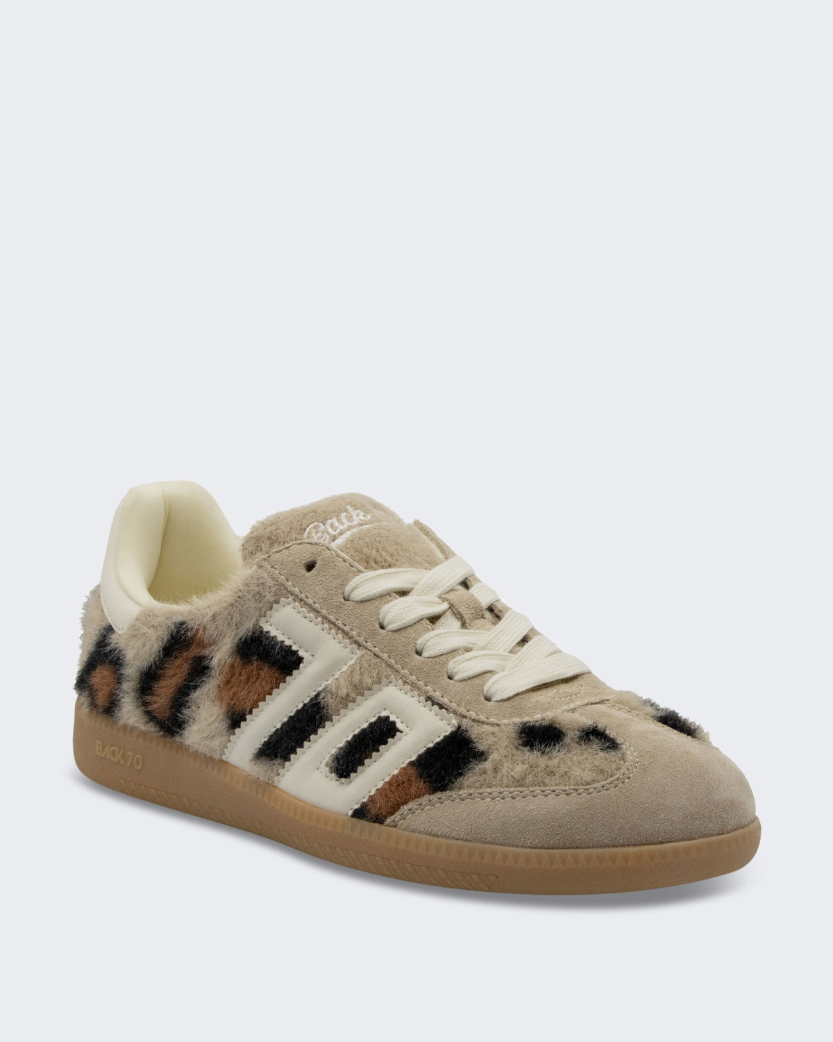 Women's Mohair sneaker met leopard print Kameel/Boter