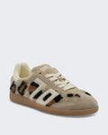 Women's Mohair sneaker met leopard print Kameel/Boter
