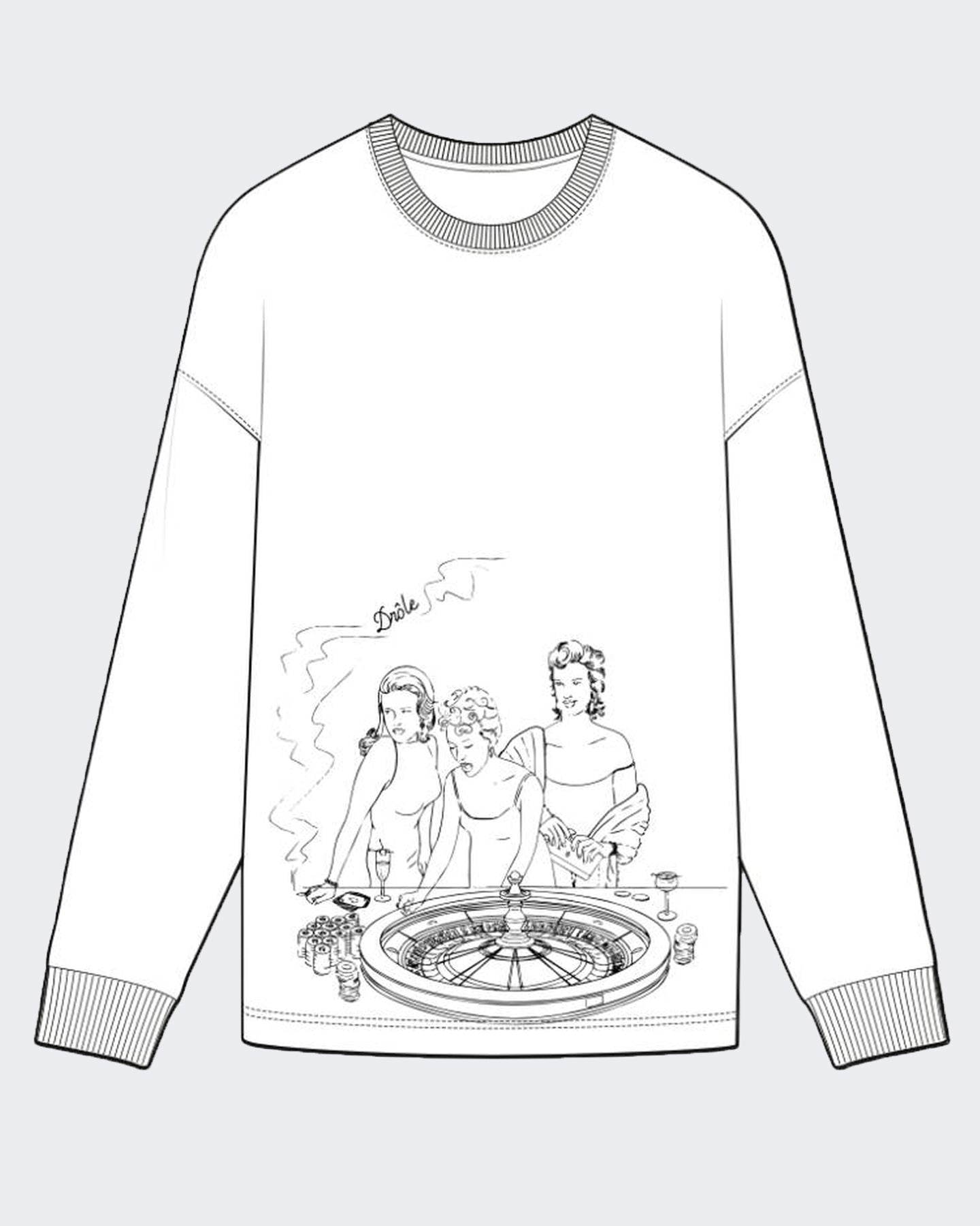Heren Longsleeve t-shirt met casino print Blauw