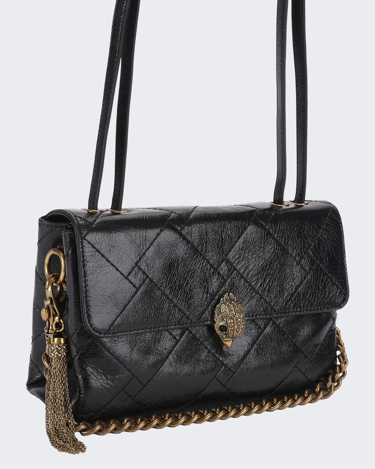Women's 690-Celia Flap Shoulder Bag-Black-Leather Black