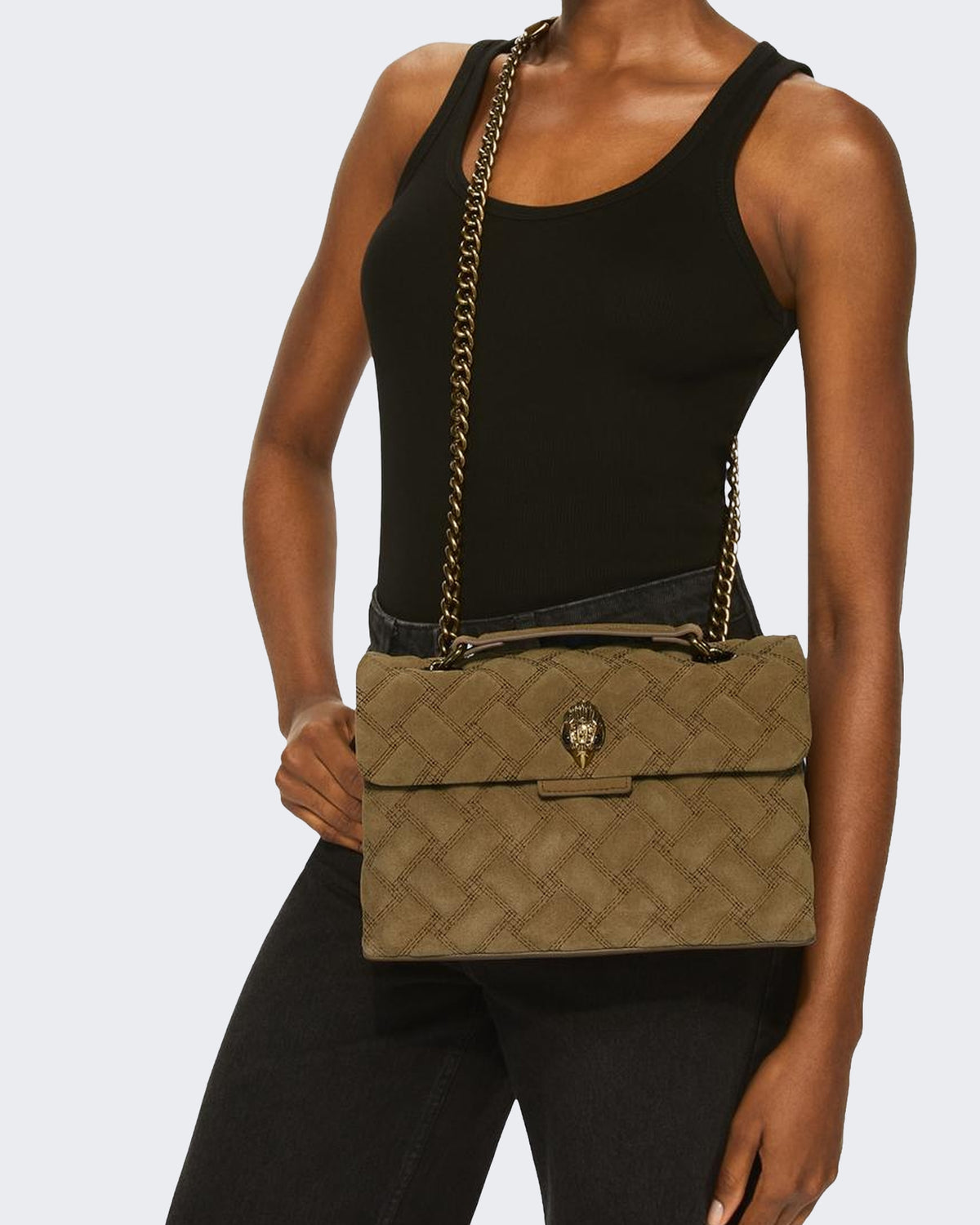 Women's 690-Leather Kensington Bag-Beige-Suede/Leather 33
