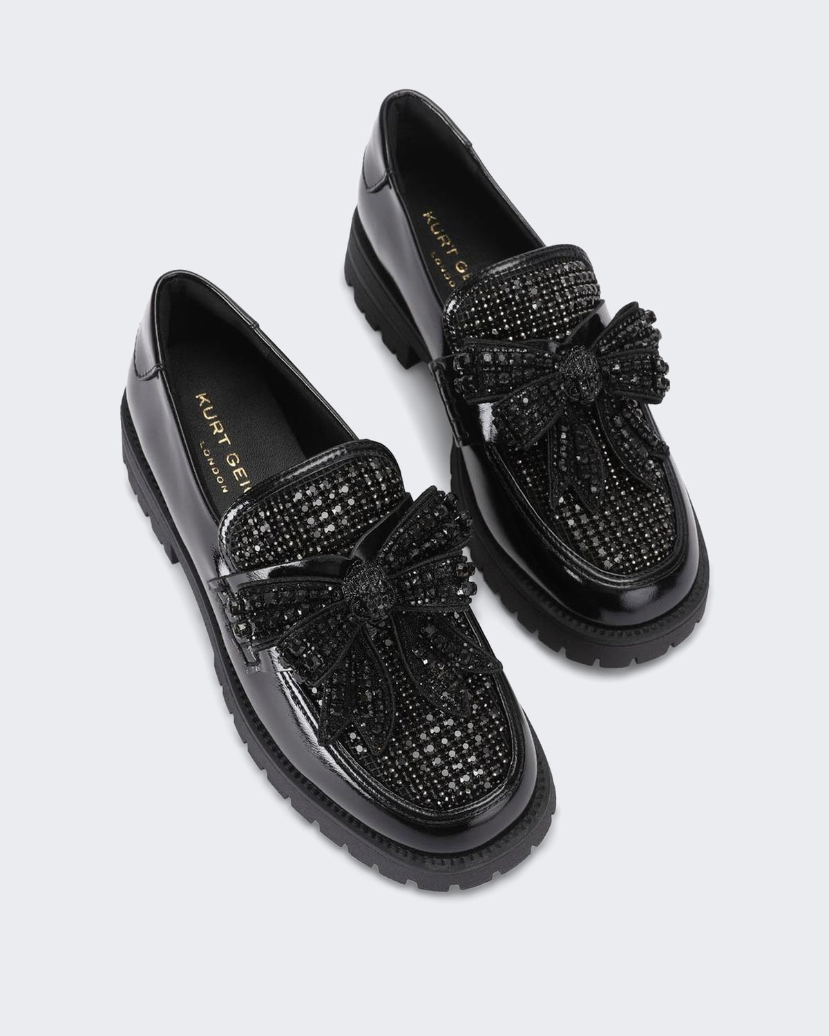 Women's 225-Bow Crystal Loafer-Black-Leather Black