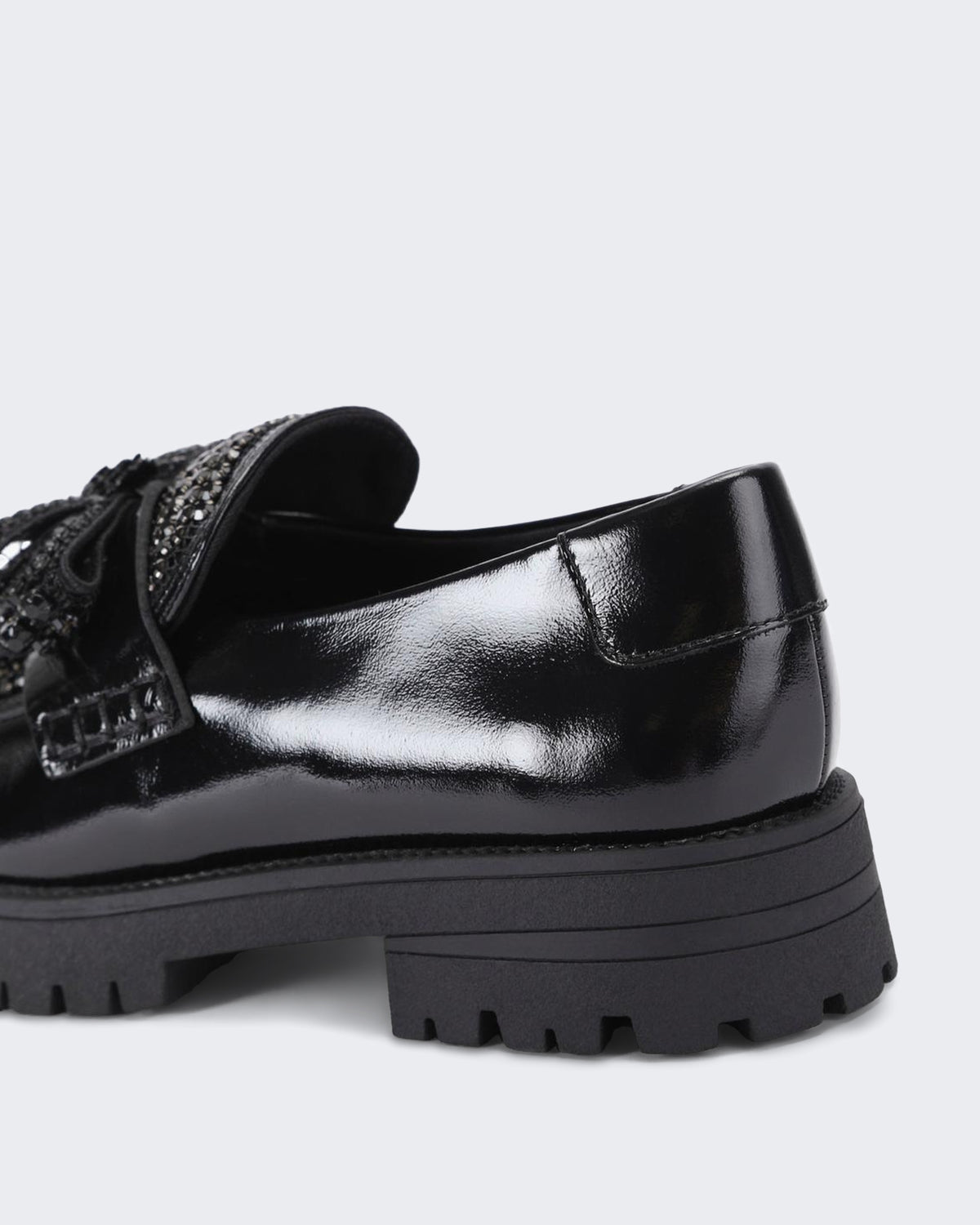 Women's 225-Bow Crystal Loafer-Black-Leather Black