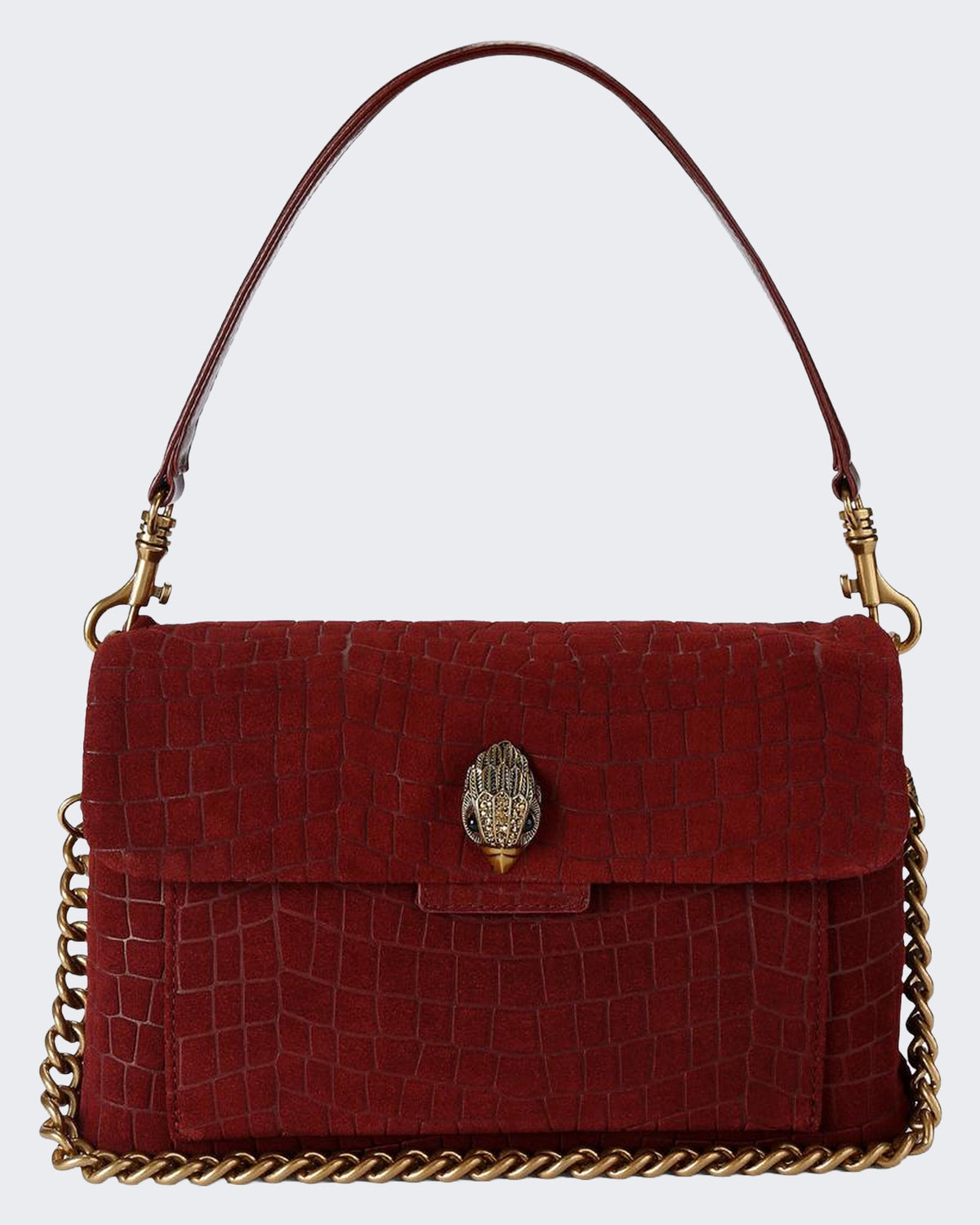 Women's 690-Celia Shoulder Bag-Red-Suede/Croc Print 54