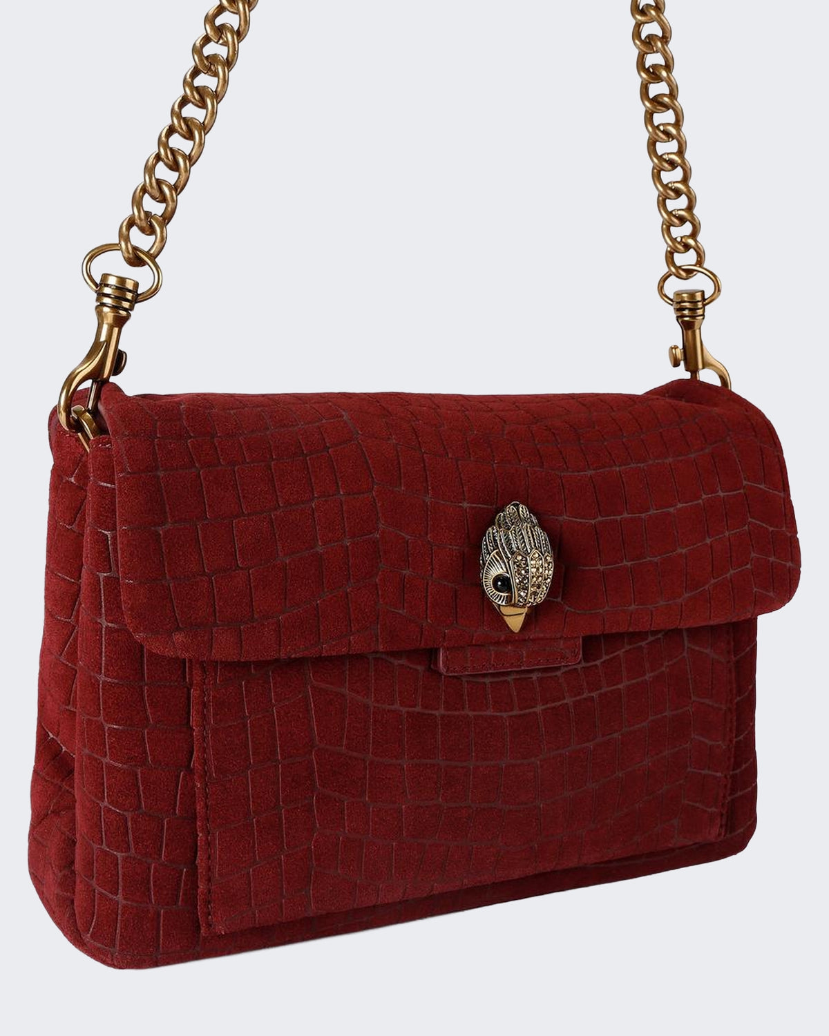 Women's 690-Celia Shoulder Bag-Red-Suede/Croc Print 54