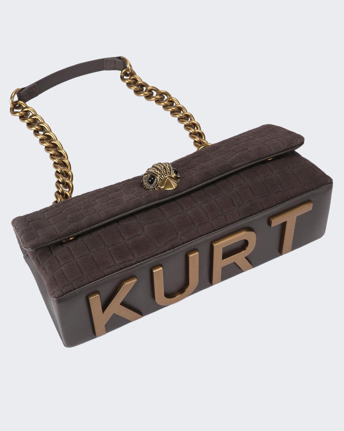 Women's 690-Kensington East West Kurt-Dk.Brn Com-Suede/Croc Print 35 Brown