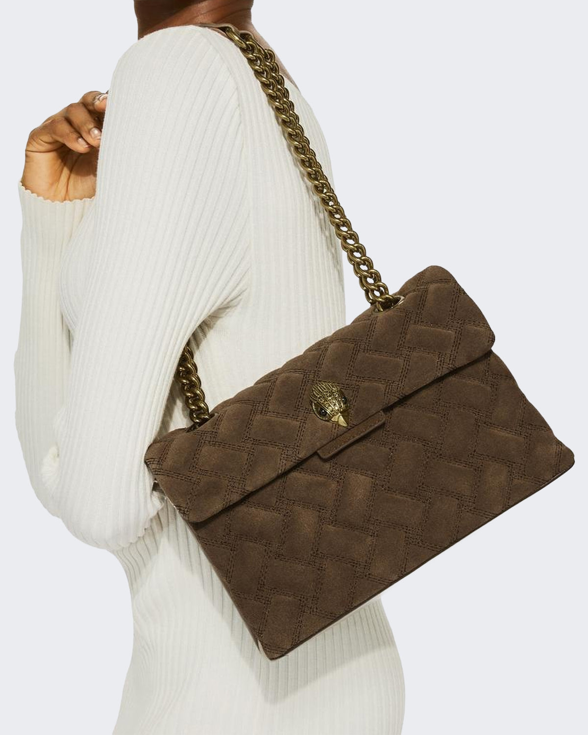 Women's 690-Leather Kensington Bag-Brown-Suede/Leather Brown