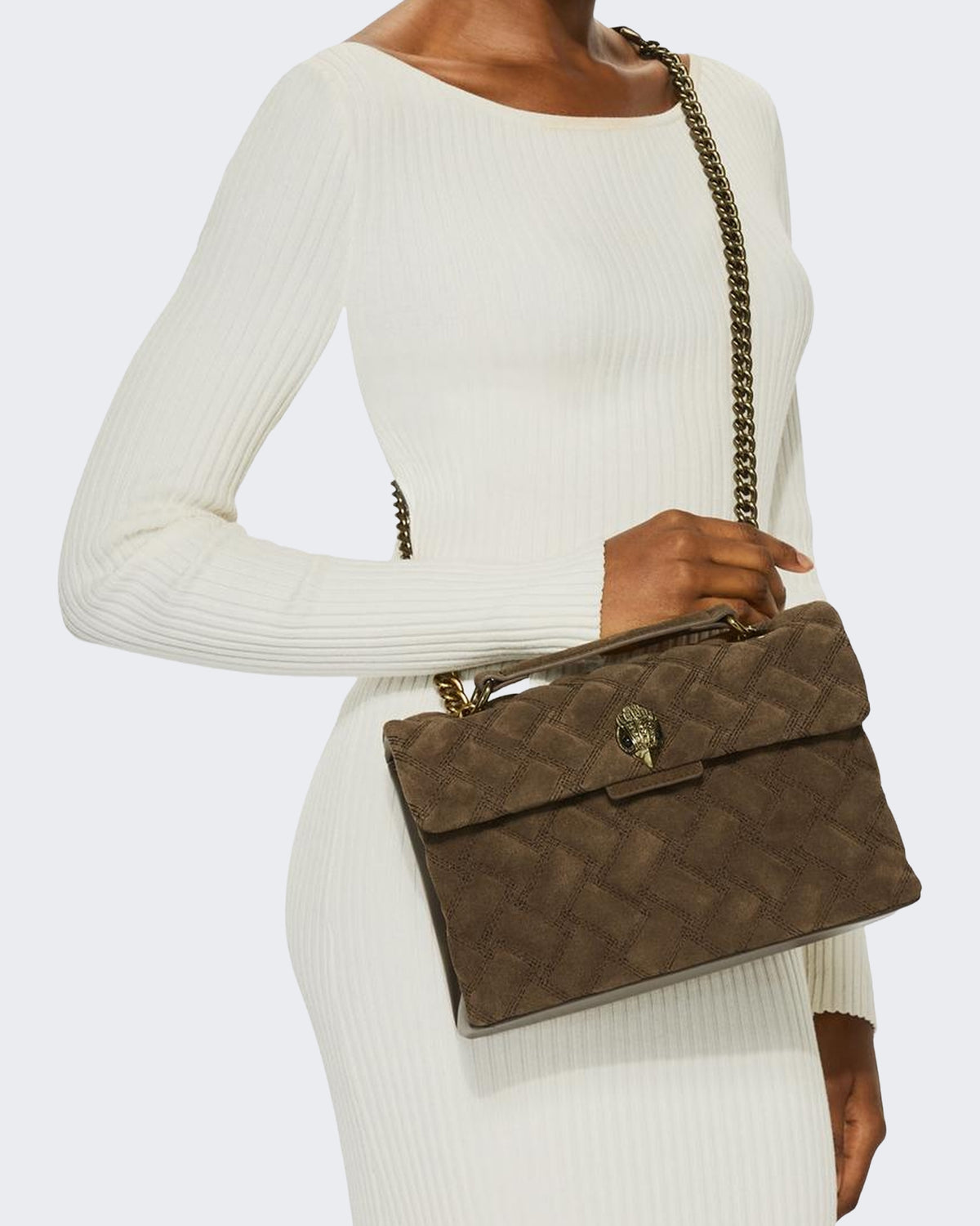 Women's 690-Leather Kensington Bag-Brown-Suede/Leather Brown