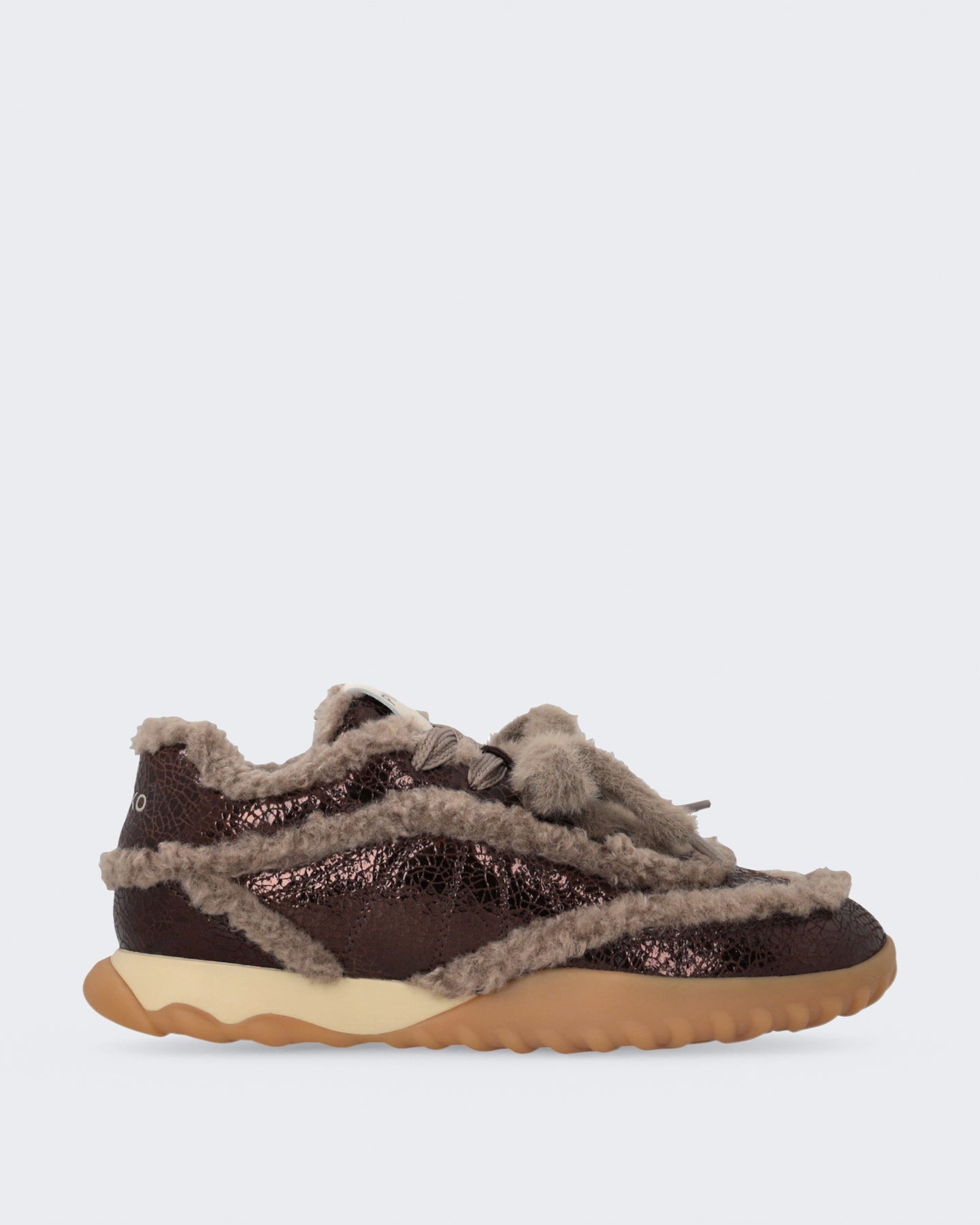 Women's Gea sneaker met craquelé en bont Brown