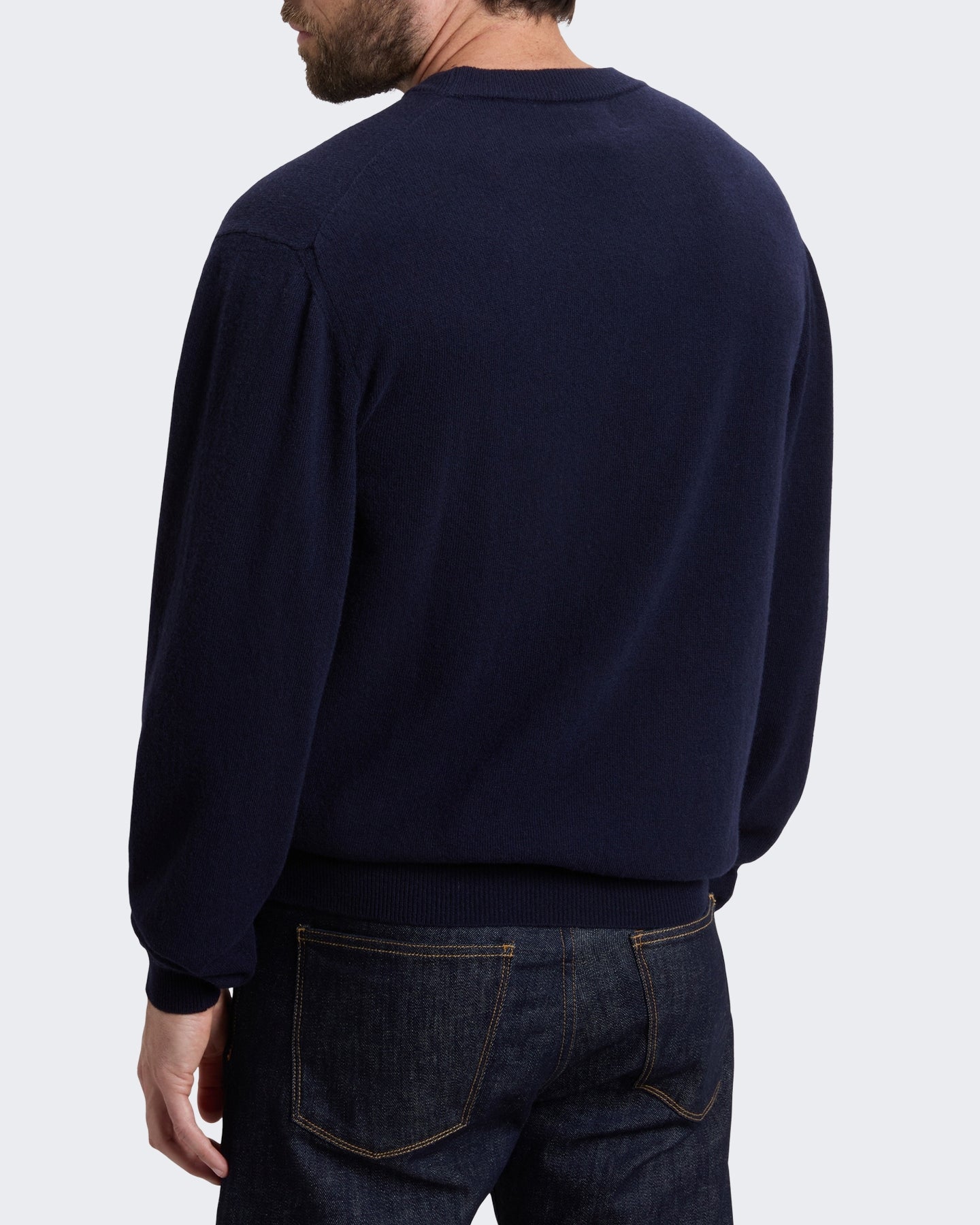 Heren Lamswollen sweater met ronde hals Blauw