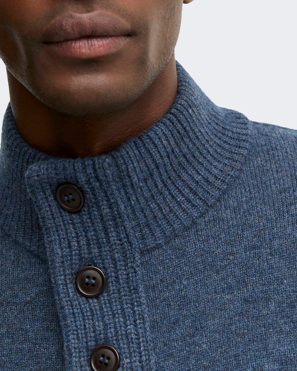 Men's Essential gebreide Jumper met halve rits Donkerindigo