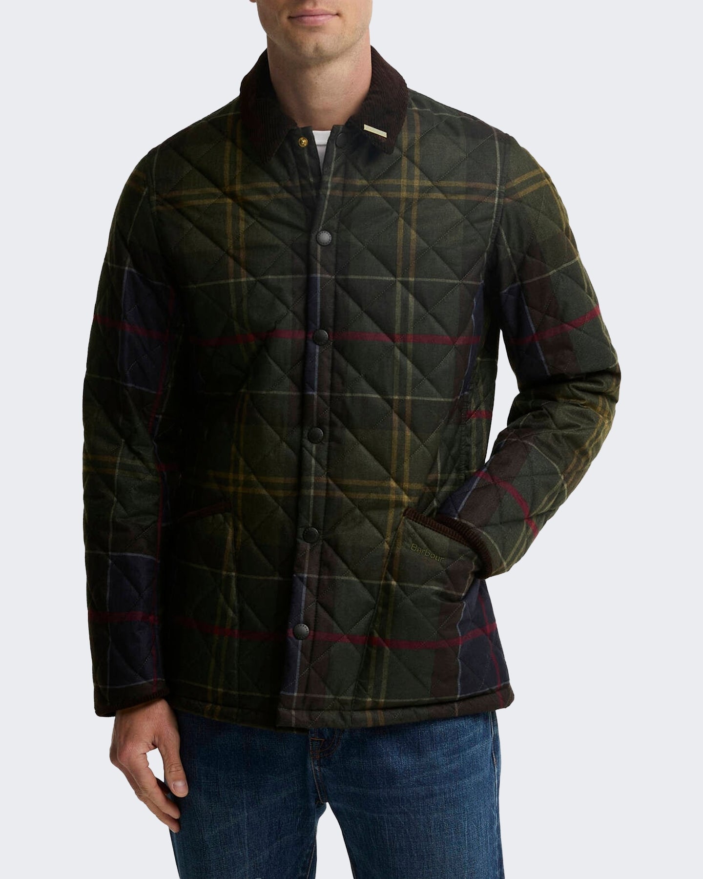 Men's Heritage Liddesdale gewatteerde Jacket met tartan Green