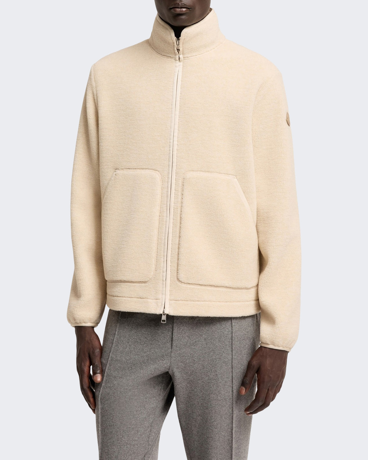 Men's Zip-up cardigan Beige