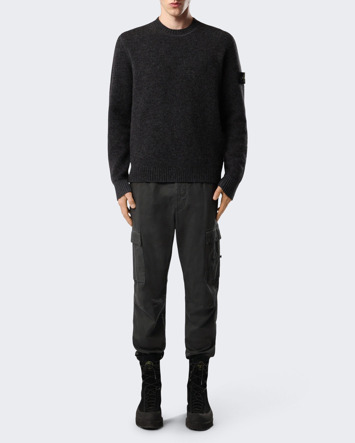 Men's Crew Neck-Lead Grey-V0m62 Grey