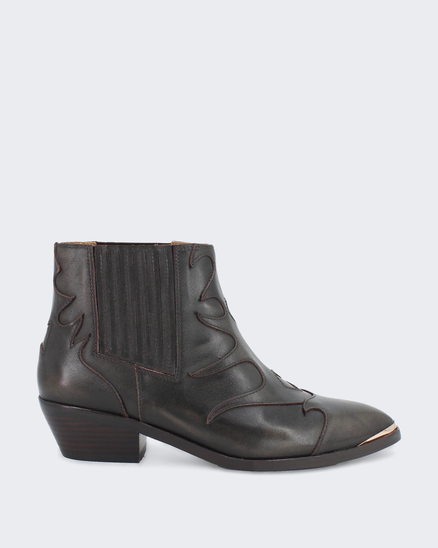 Dames Enkellaars met metalen details Beige