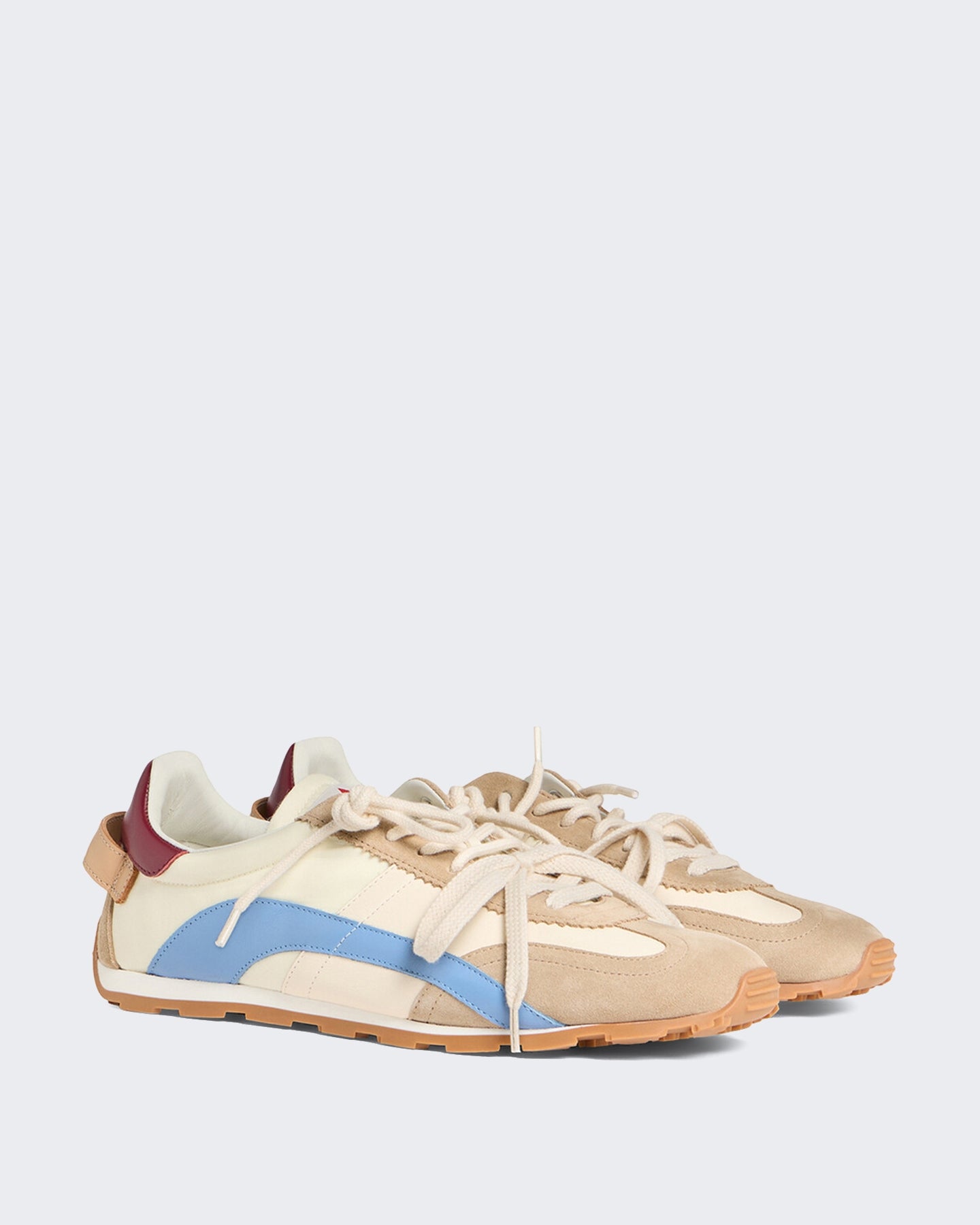 Heren DC-642 sneaker in wit, beige en azuurblauw
