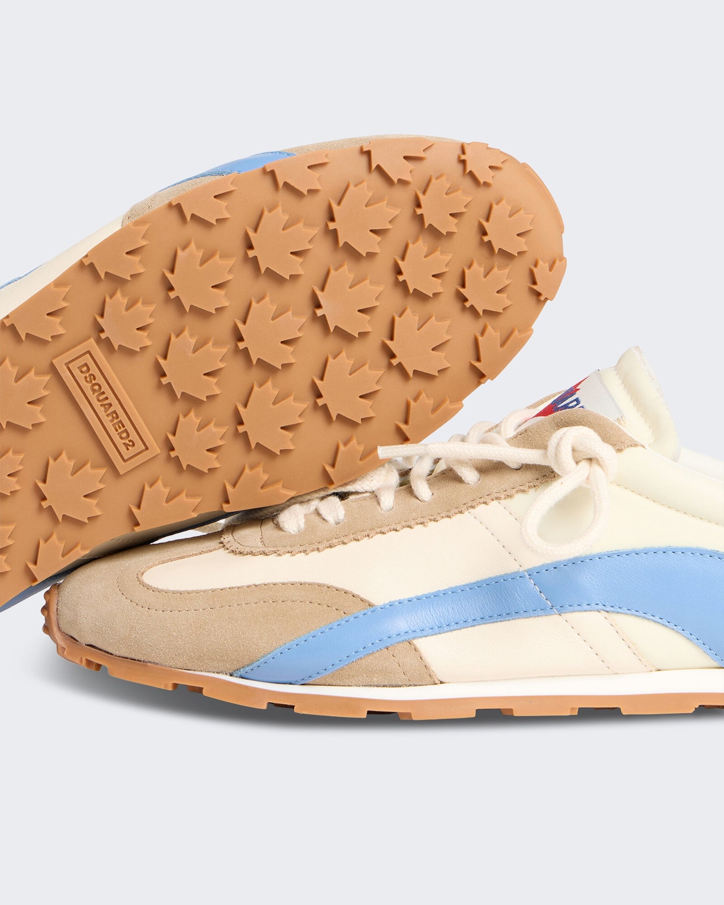 Heren DC-642 sneaker in wit, beige en azuurblauw