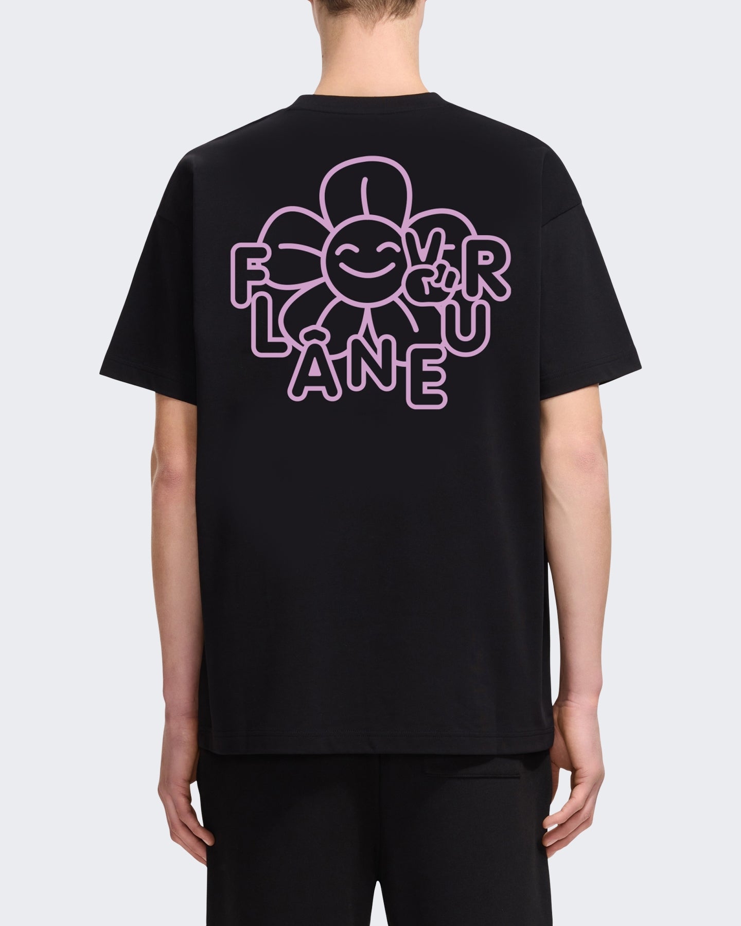 Heren Happy Flower T-shirt met bloemenprint Zwart