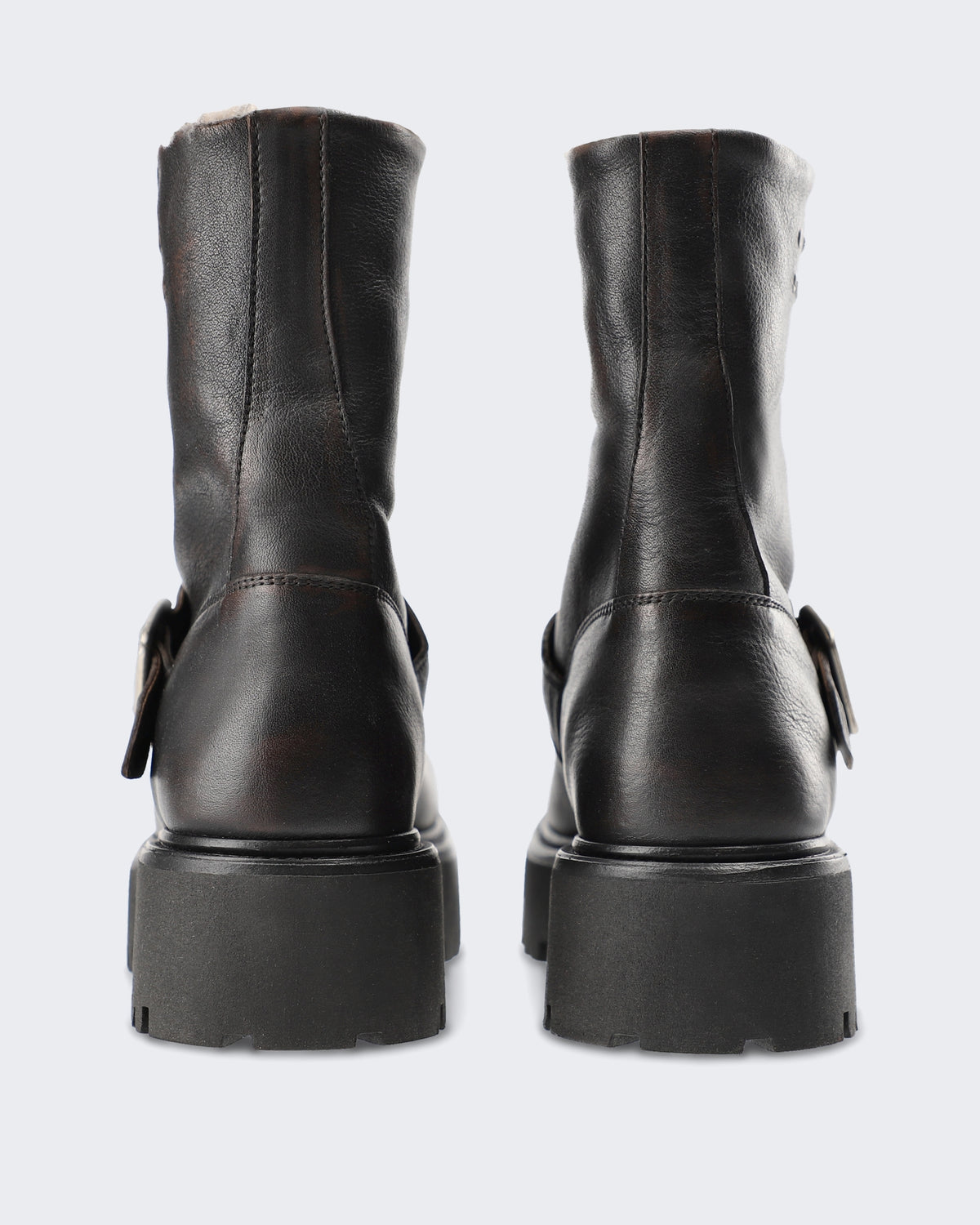 Women's Gegraineerd leren schoen met teddy detail Brown