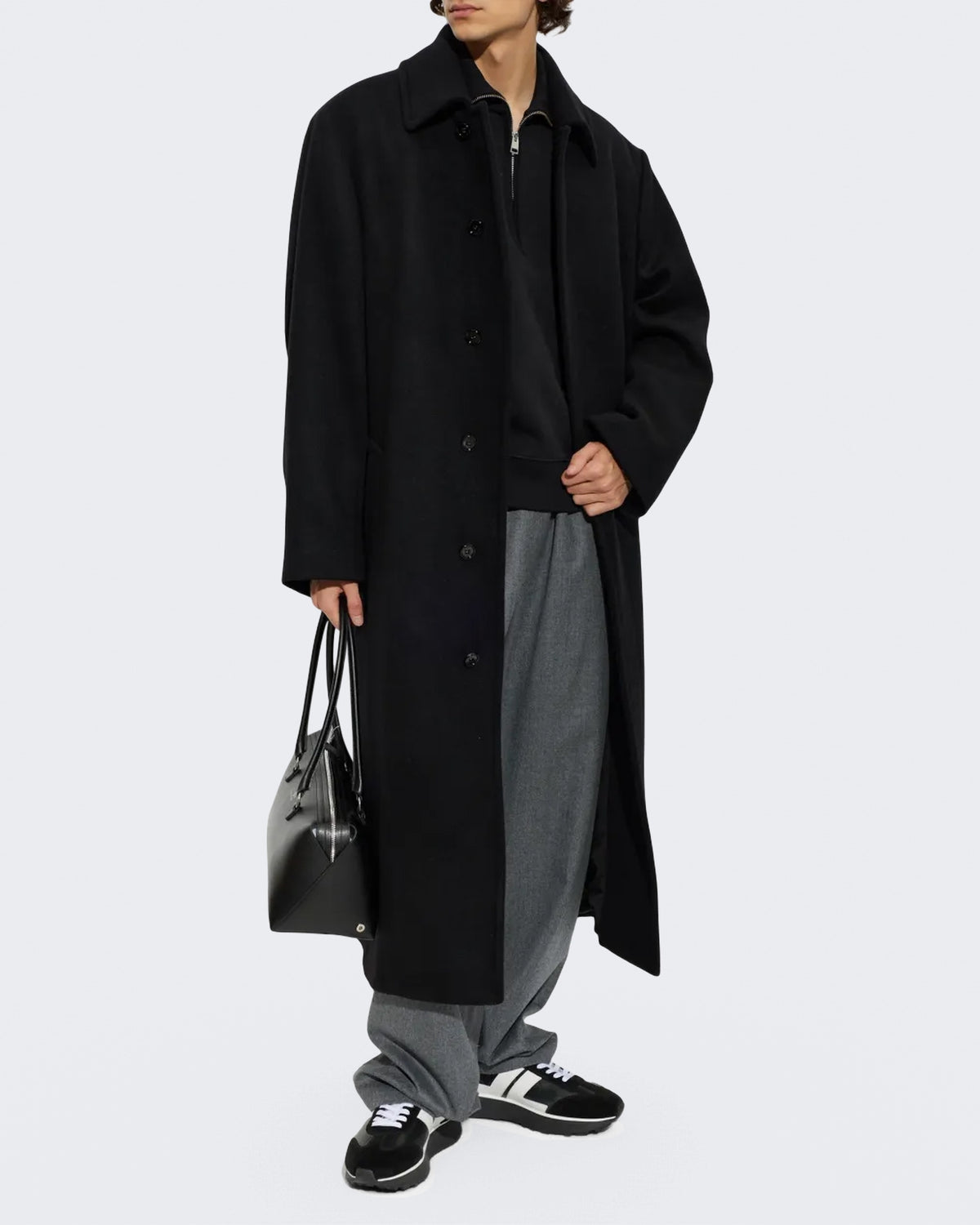 Men's Bumpr sneaker van used leer in Black-wit
