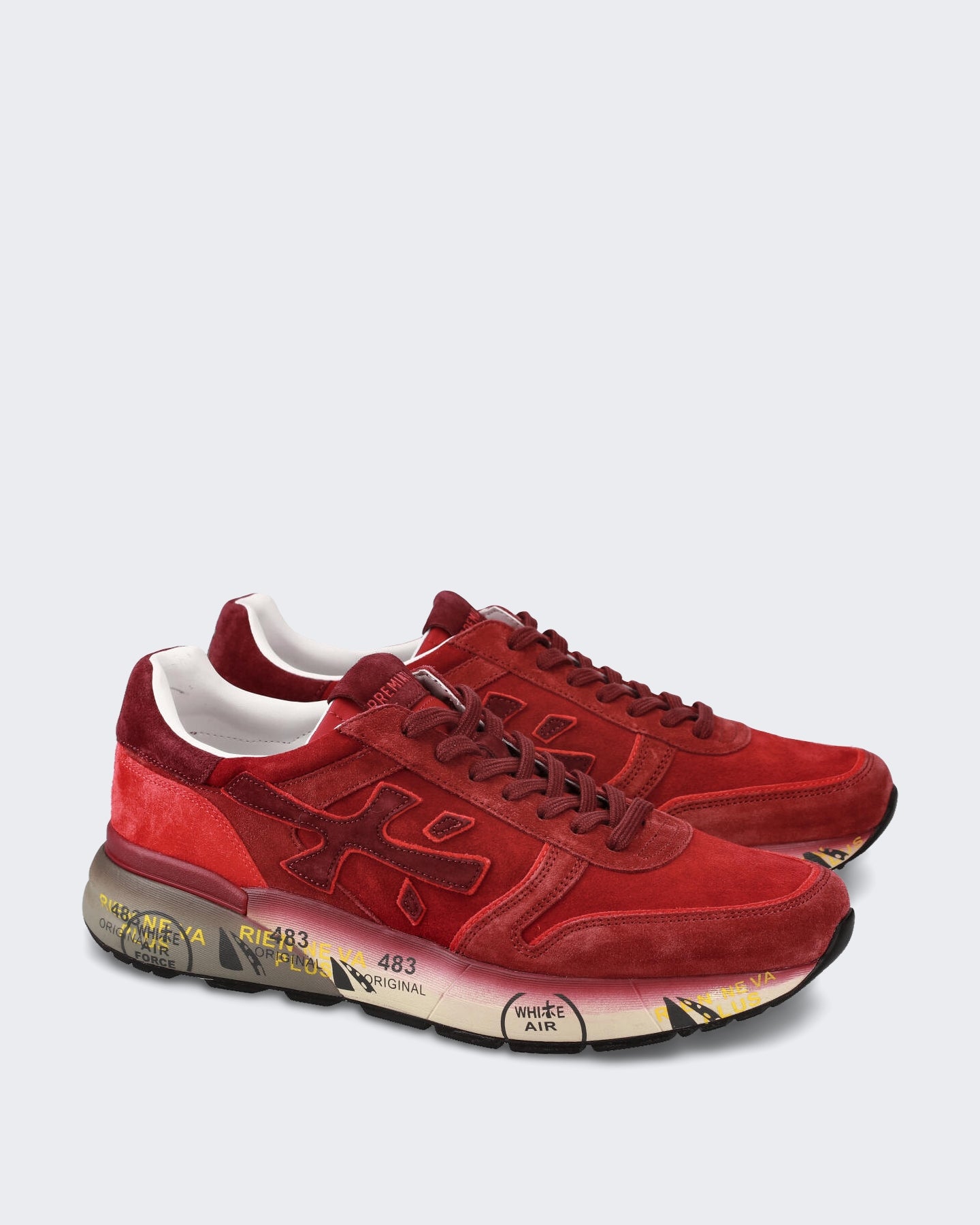 Heren Leren sneaker met vetersluiting Rood