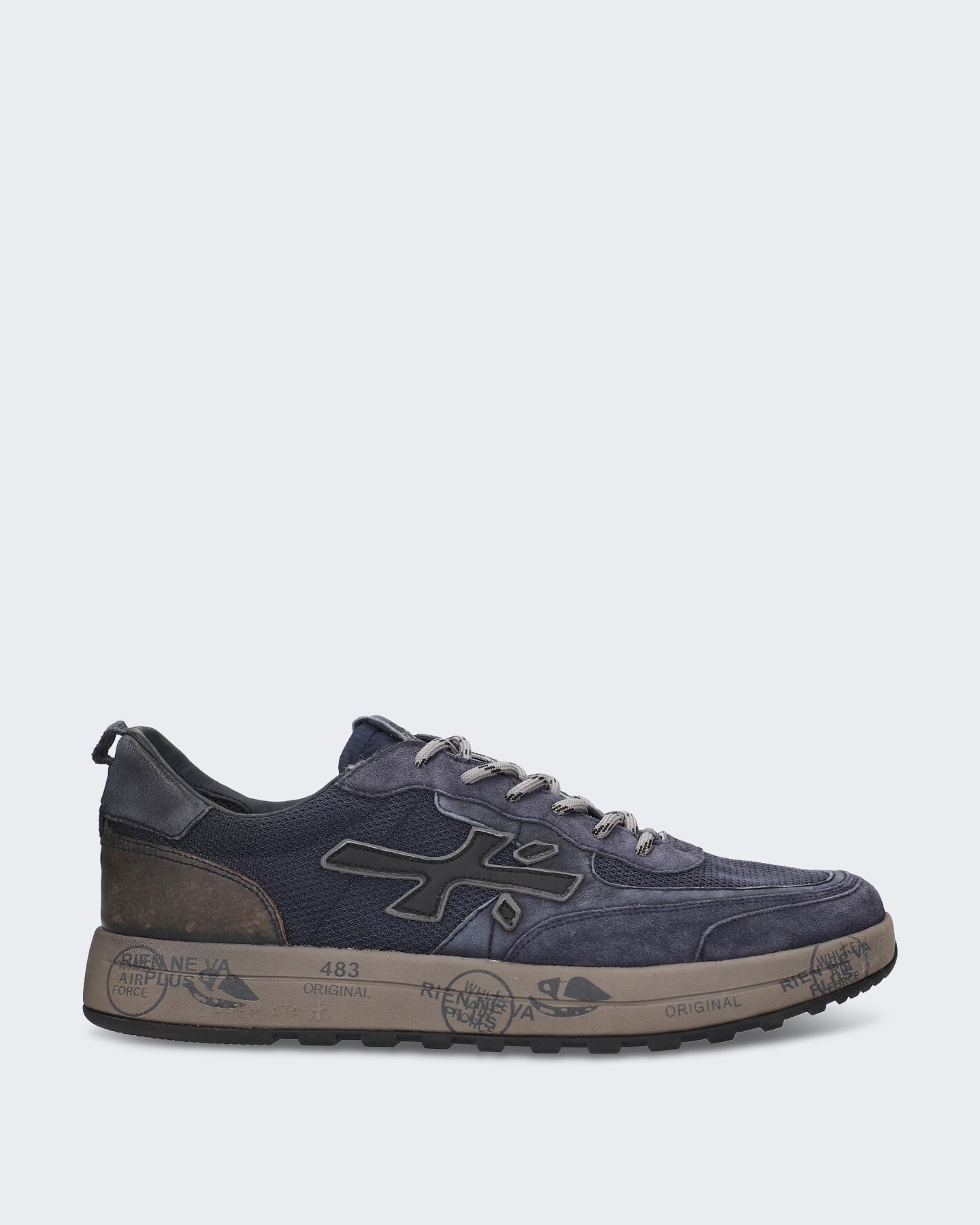 Men's Donkerblauwe sneaker met vetersluiting Blue