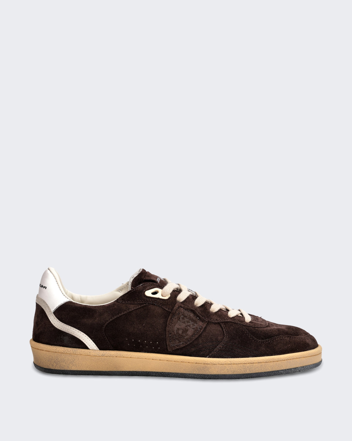 Men's Lage leren sneaker met subtiel detail Brown