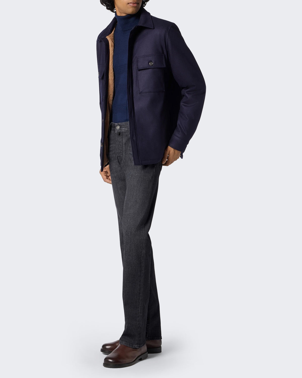 Men's Lichte Jacket met gemêleerde imitatiebont voering Blue