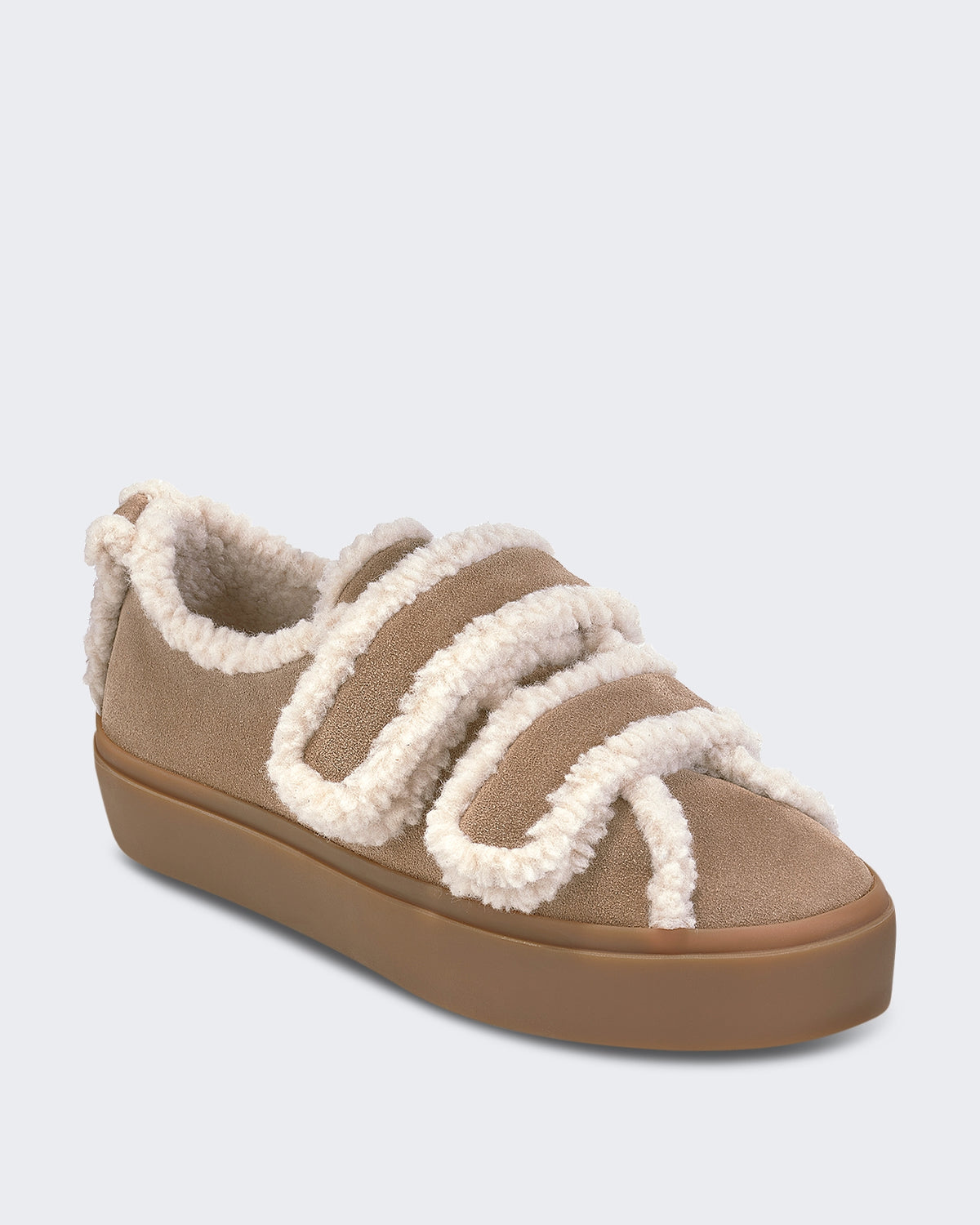 Women's Lage Boot met shearling en klittenband Beige