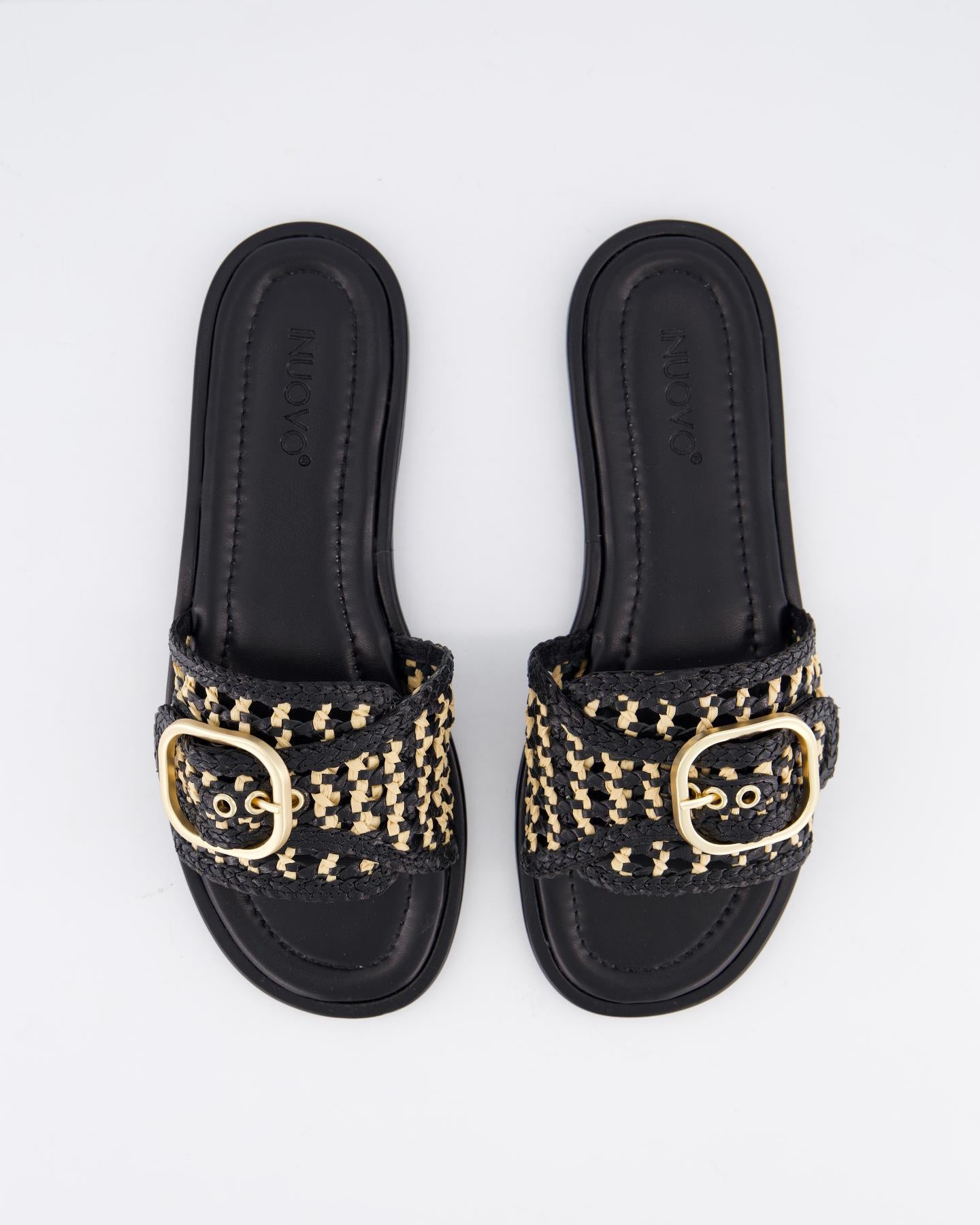 Dames Bicolor Woven Slipper Zwart