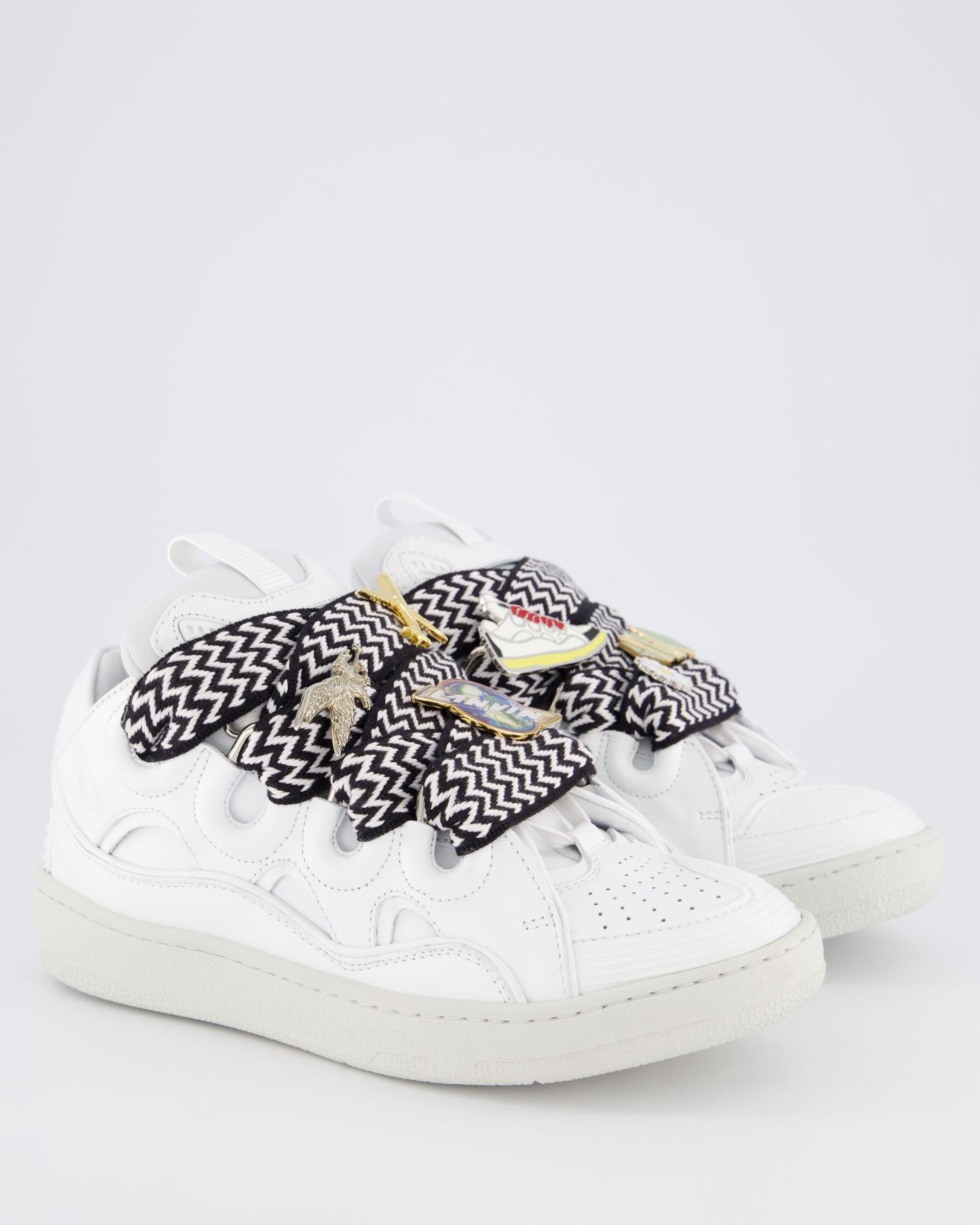 Dames Curb Sneaker Wit/Zwart/Button