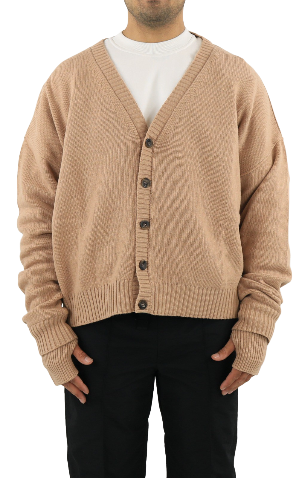 Men Oversized Logo Cardigan Natur