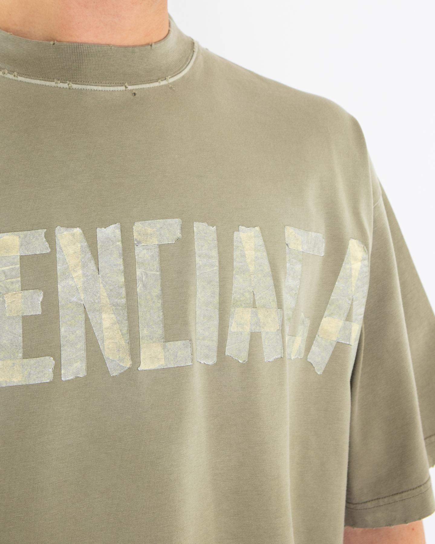Balenciaga Heren Tape T-Shirt Medium Fit Groen