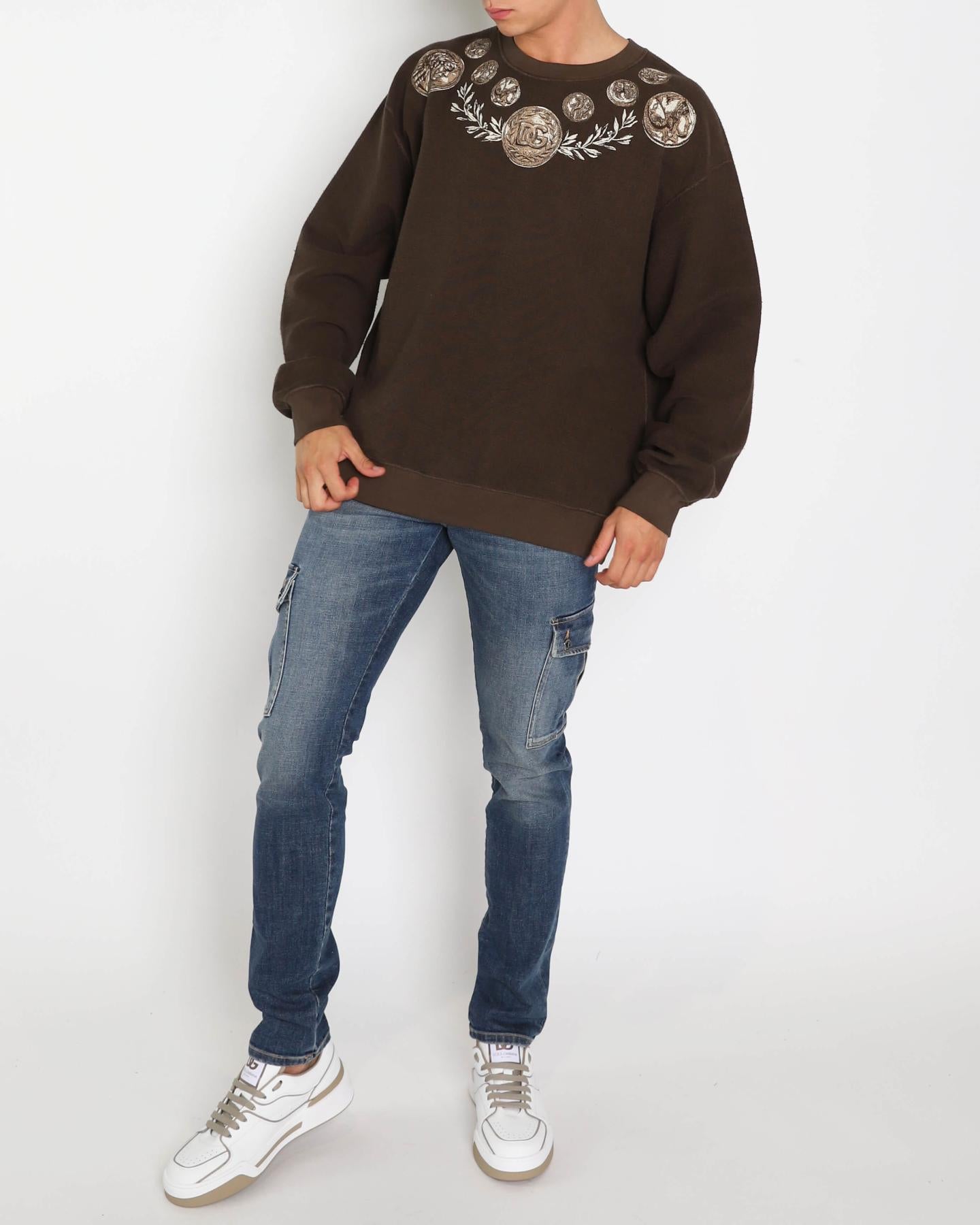 Men Coin Print Inside-Out Brown