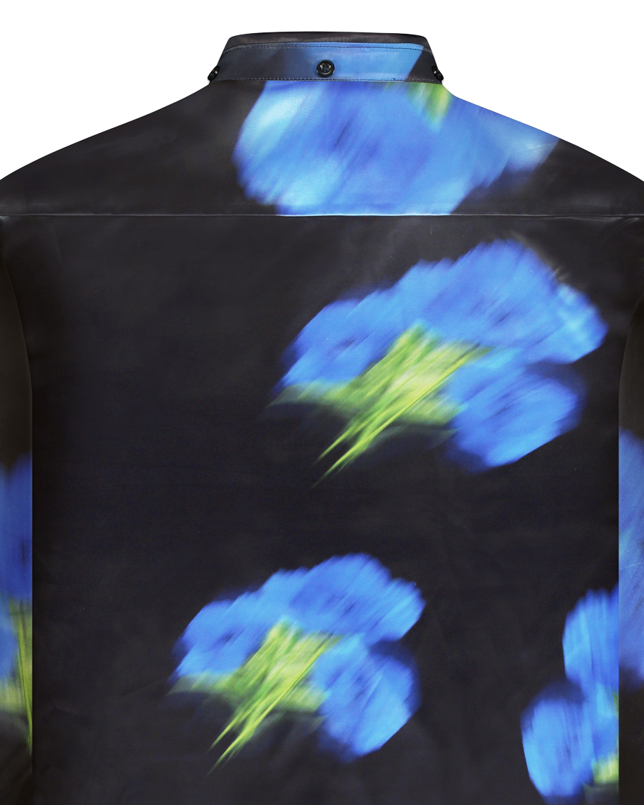 Heren Blurred Flower Hooded Shirt