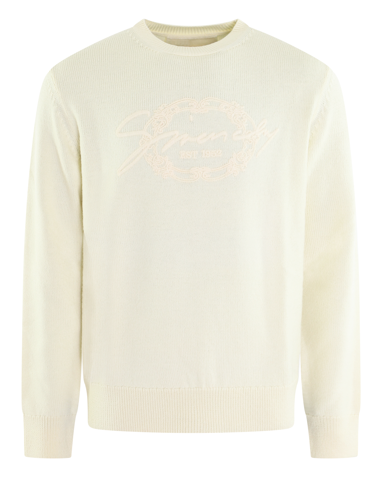 Heren Medallion Sweater Wol Beige