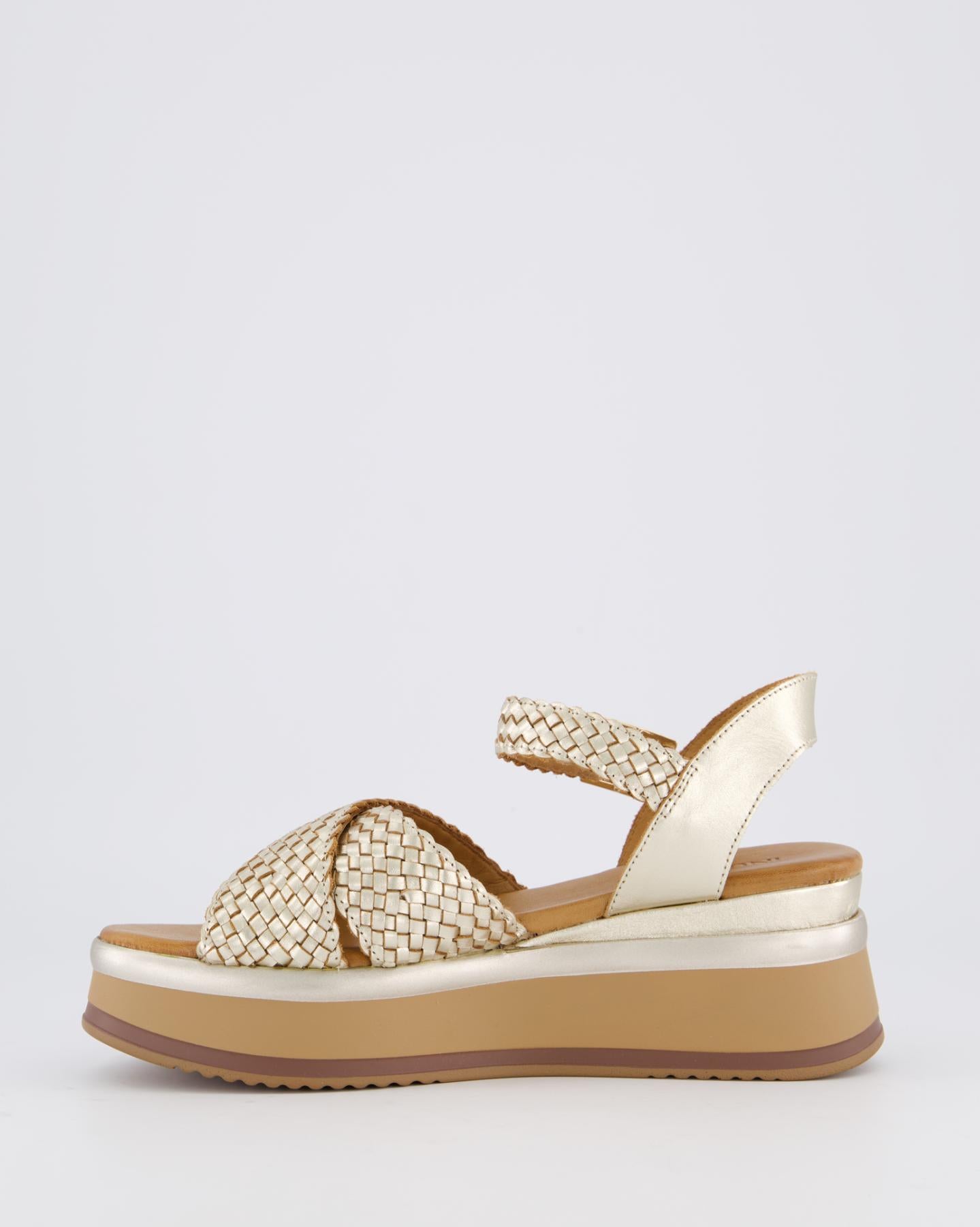 Dames Braided Strap Sandaal Metallic