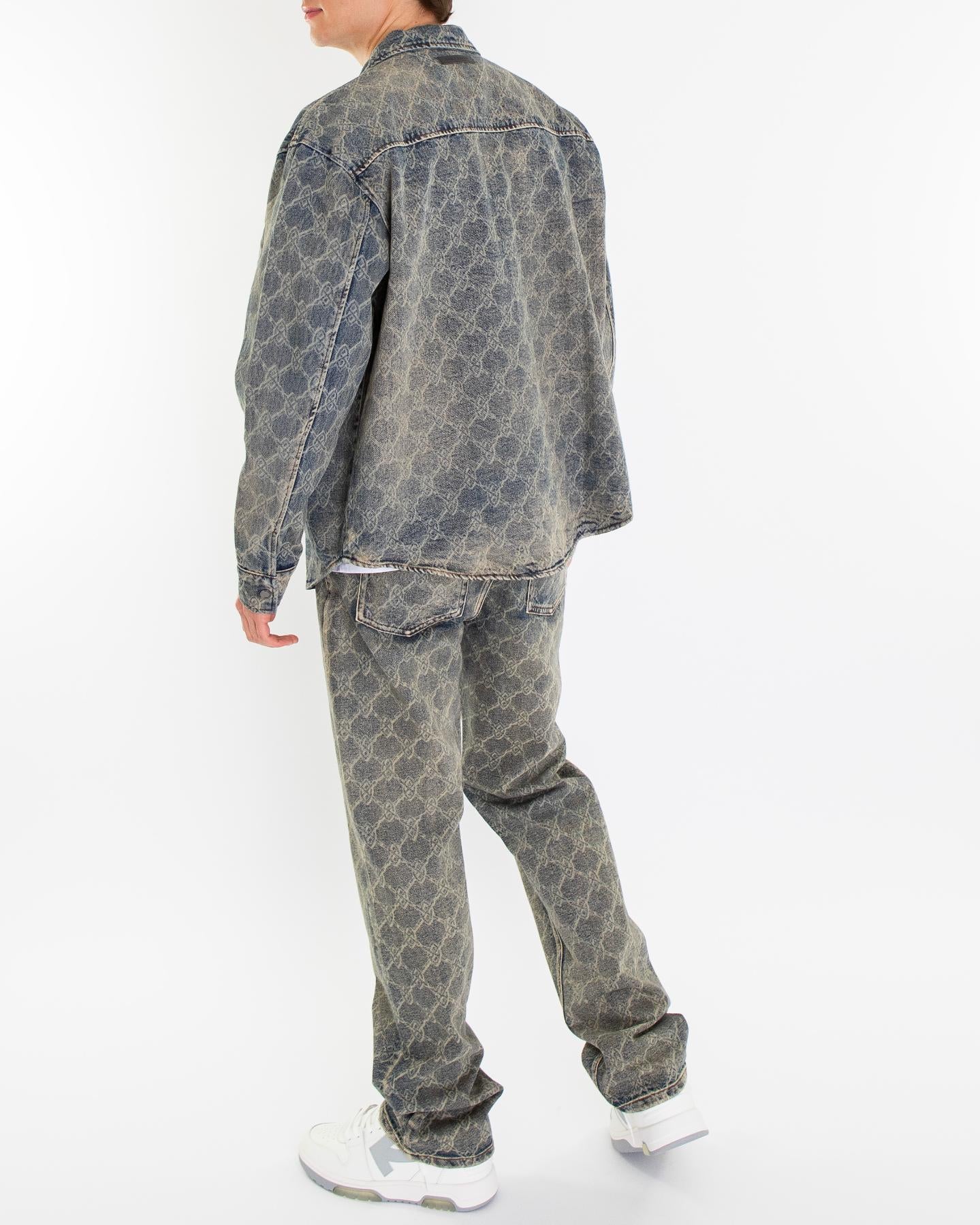 Heren Shield Laser Denim Shirt Grijs