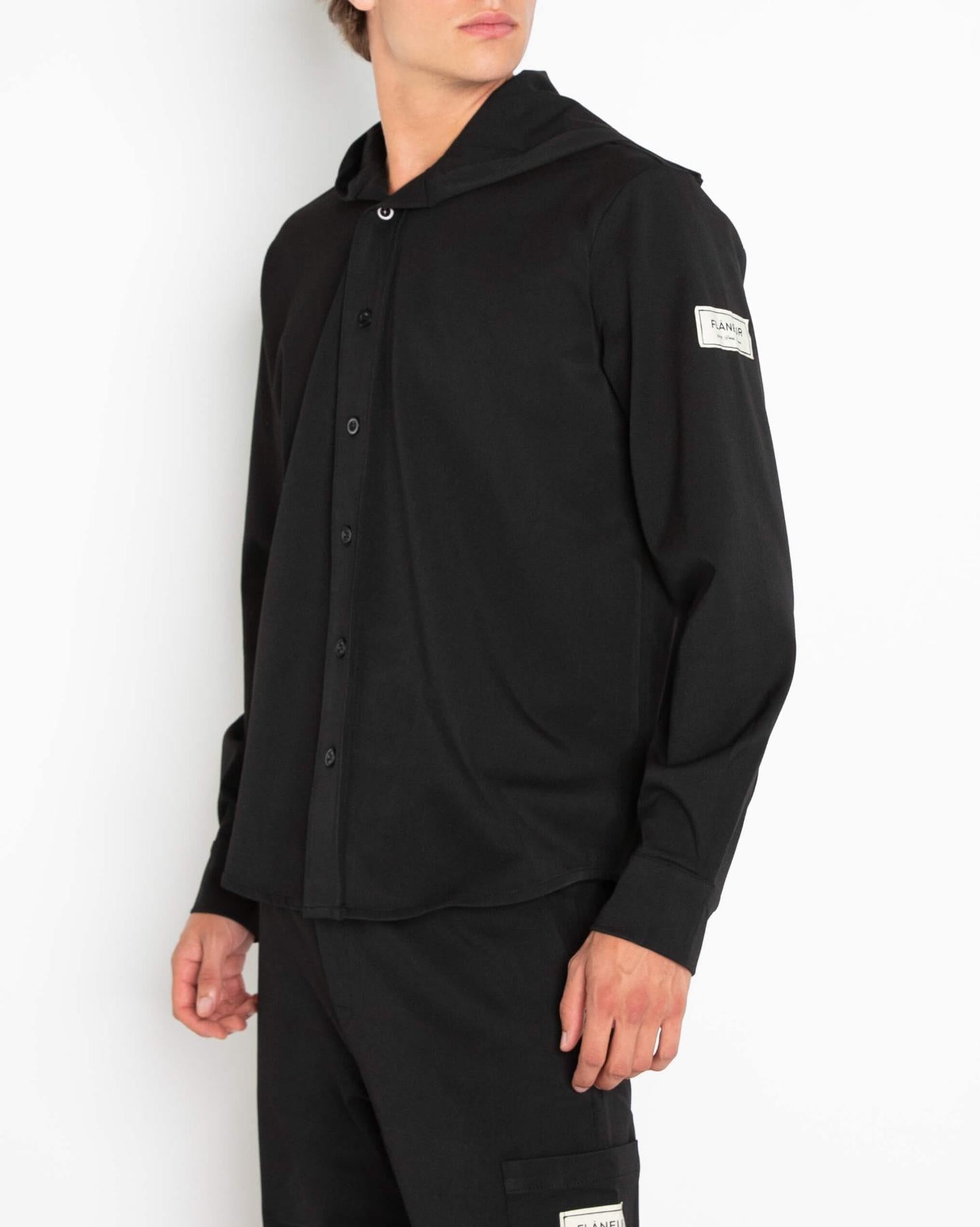 Men Atelier Hooded Shirt Black