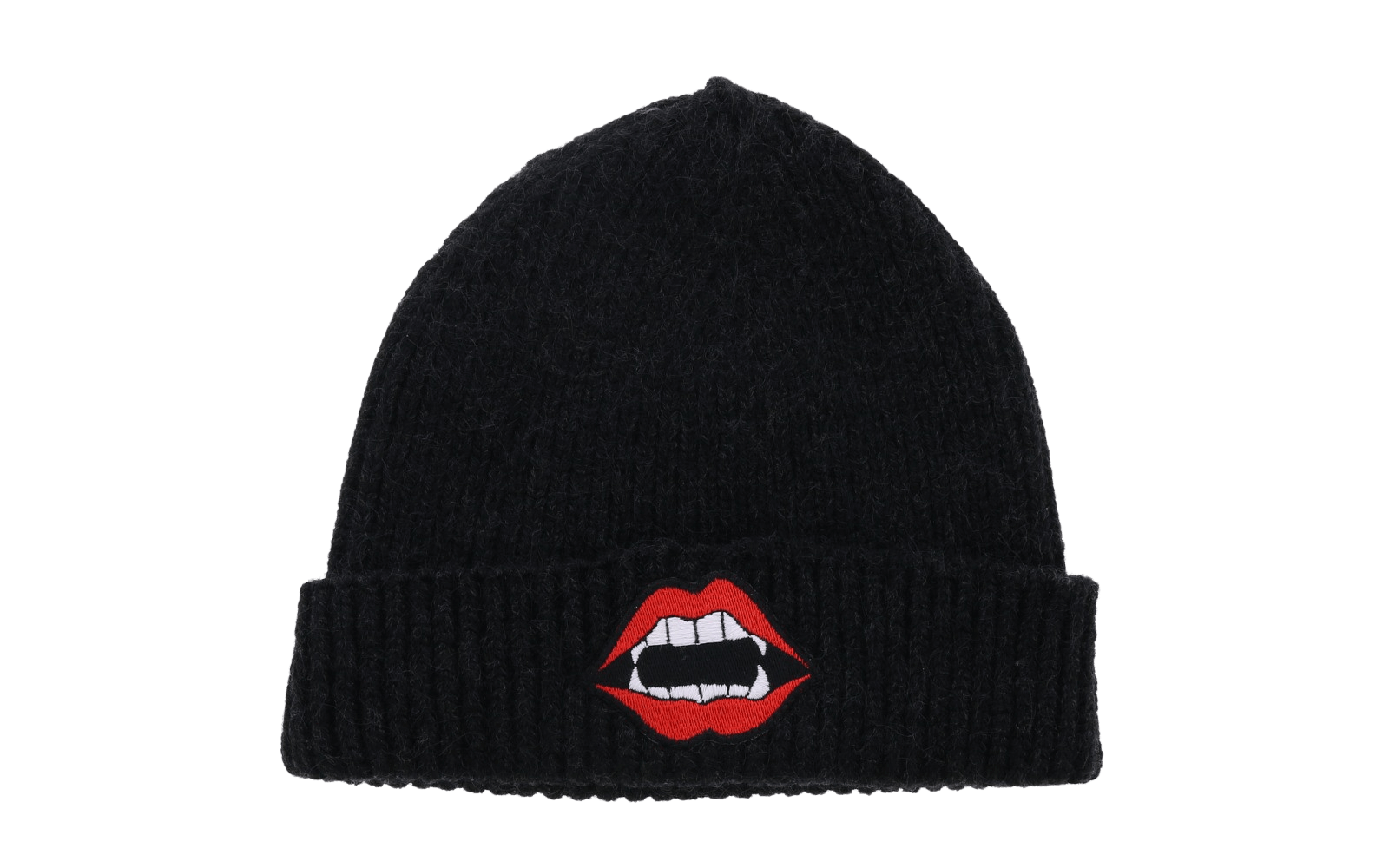 Men Lips Beanie Black