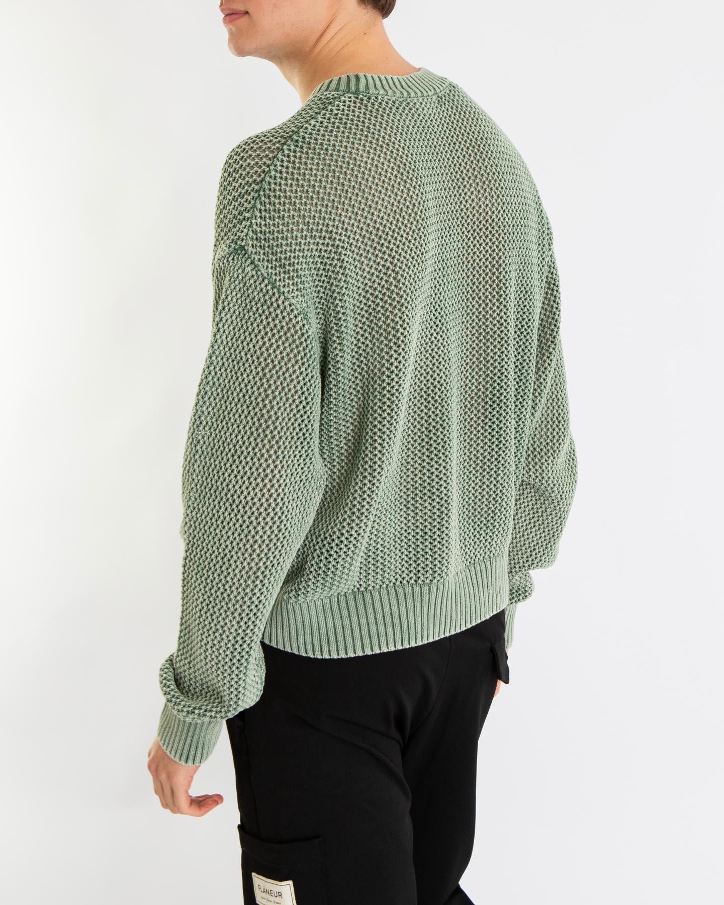 Heren Open Gauge Knit Sweater Groen
