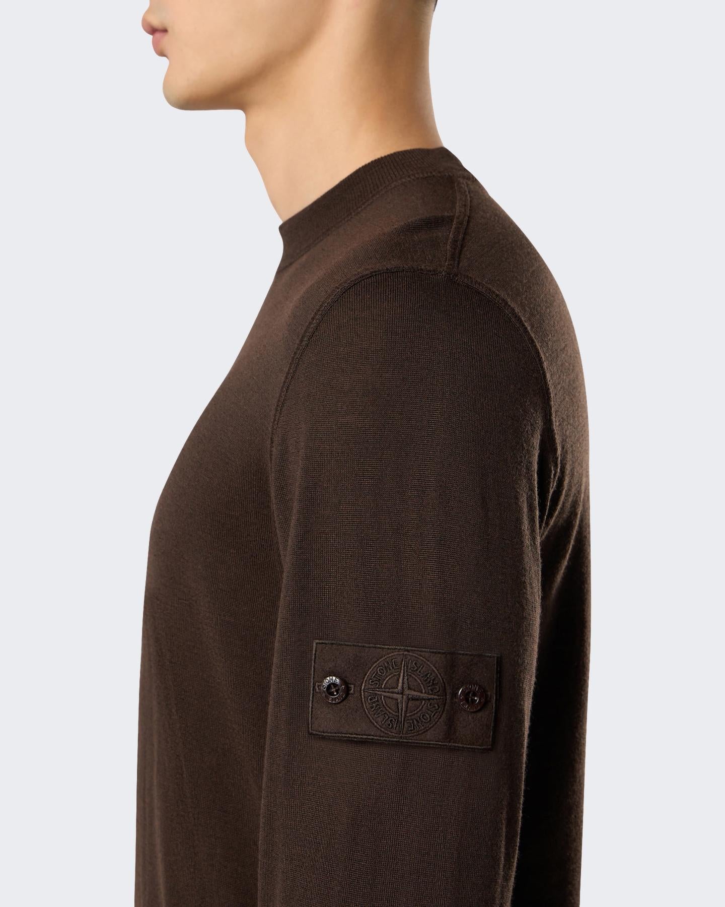 Heren Logo Patch Sweater Wool Bruin