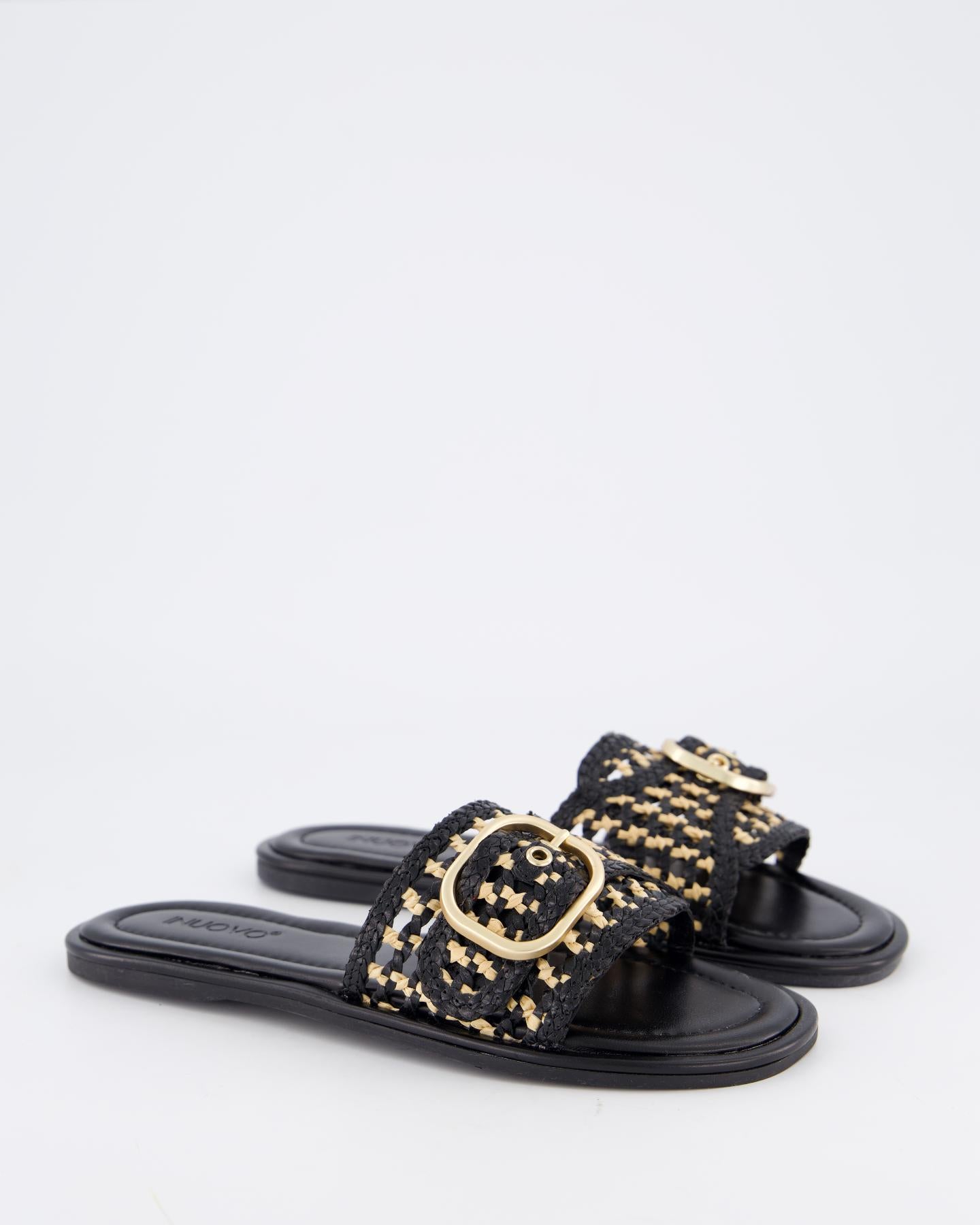 Dames Bicolor Woven Slipper Zwart