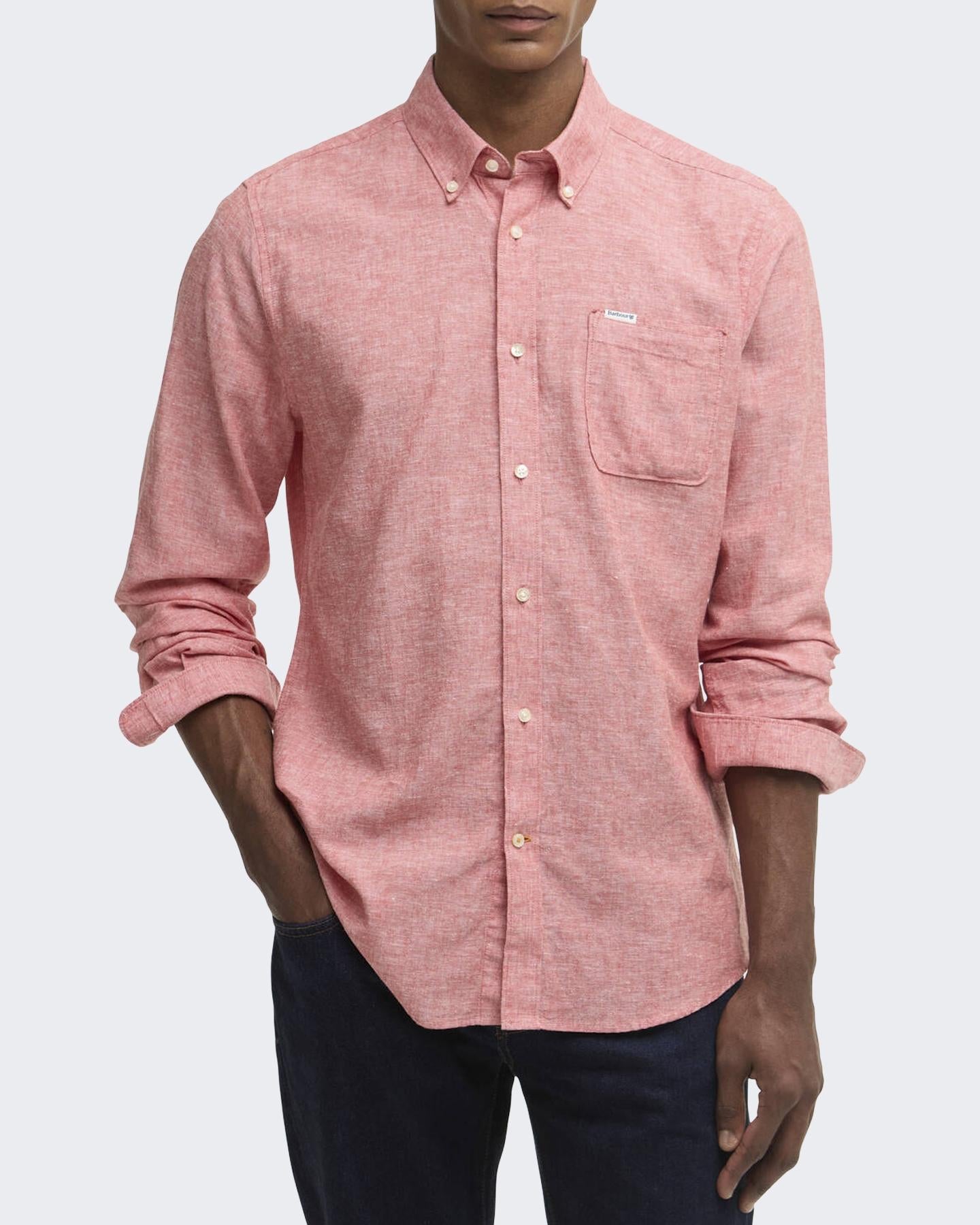 Barbour Heren Nelson Tailored Shirt Rood