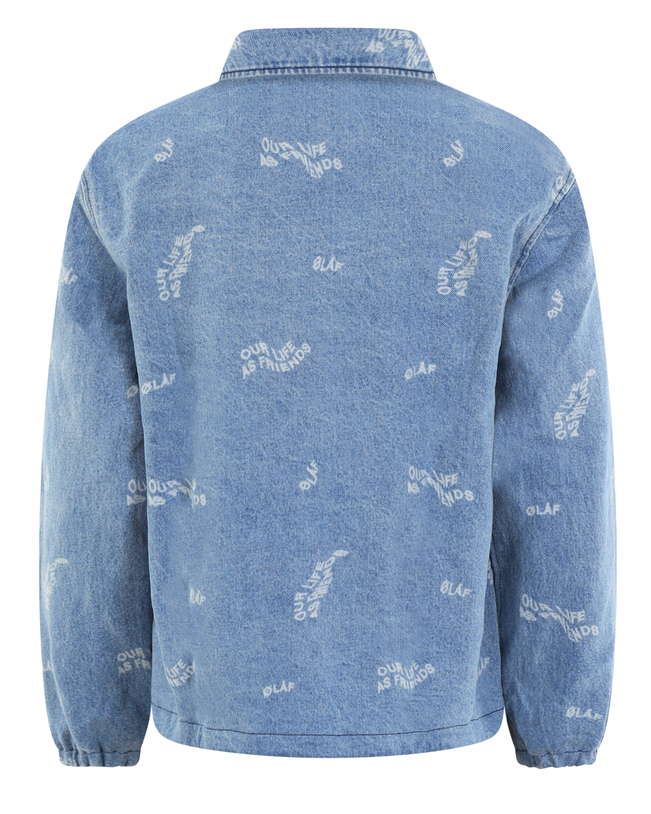 Men Wavy Aop Denim Coach Jacket