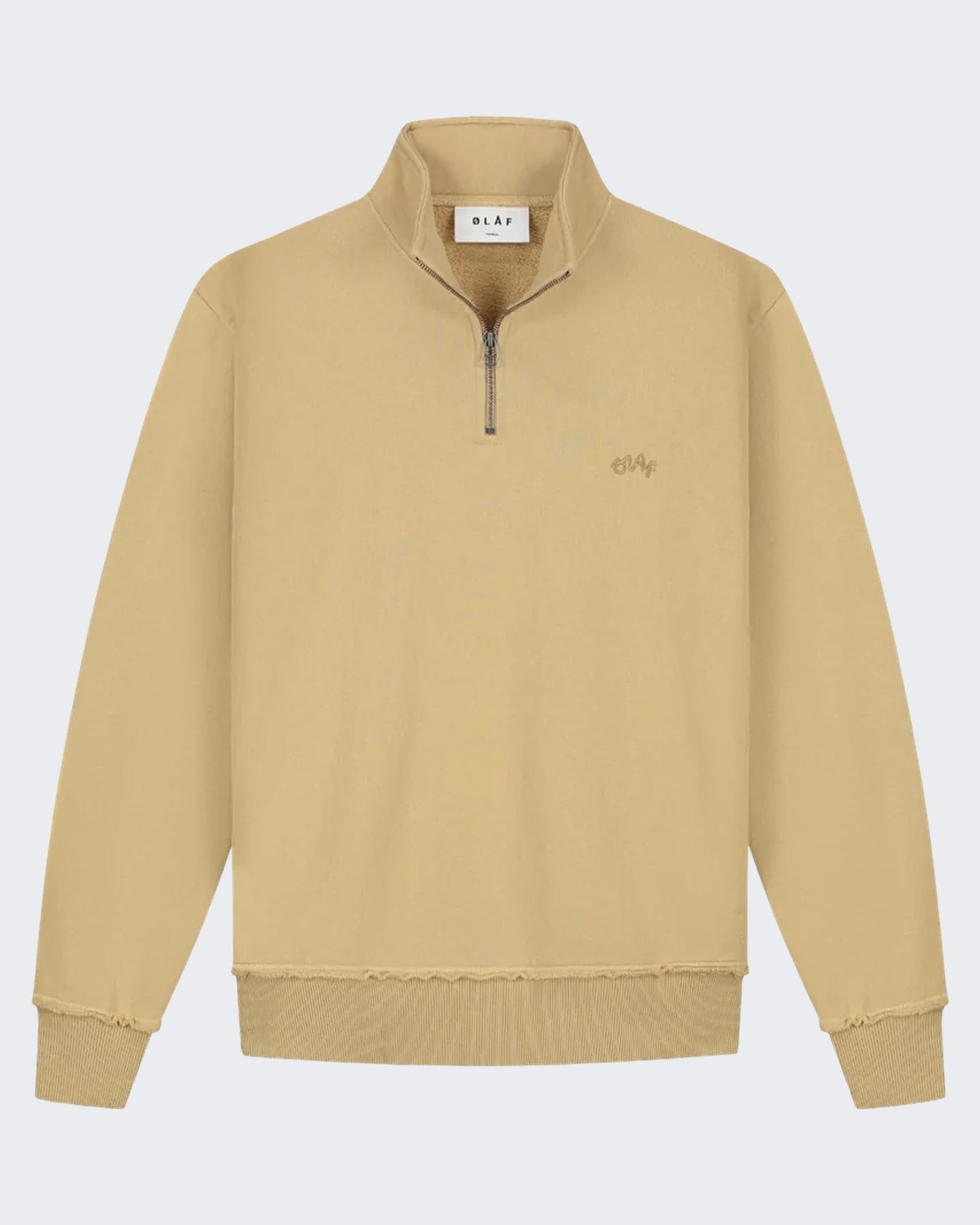 Heren Signature Zip Sweater Beige