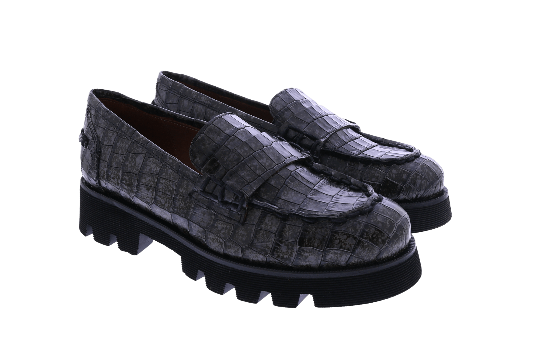 Women Croco lacquer loafer gray