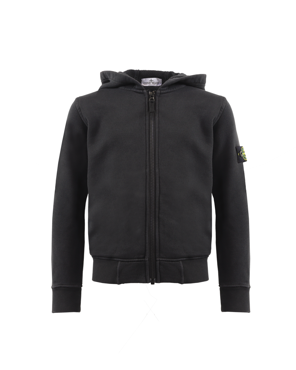 Kids logo-patch zip-up hoodie black