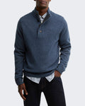 Men's Essential gebreide Jumper met halve rits Donkerindigo